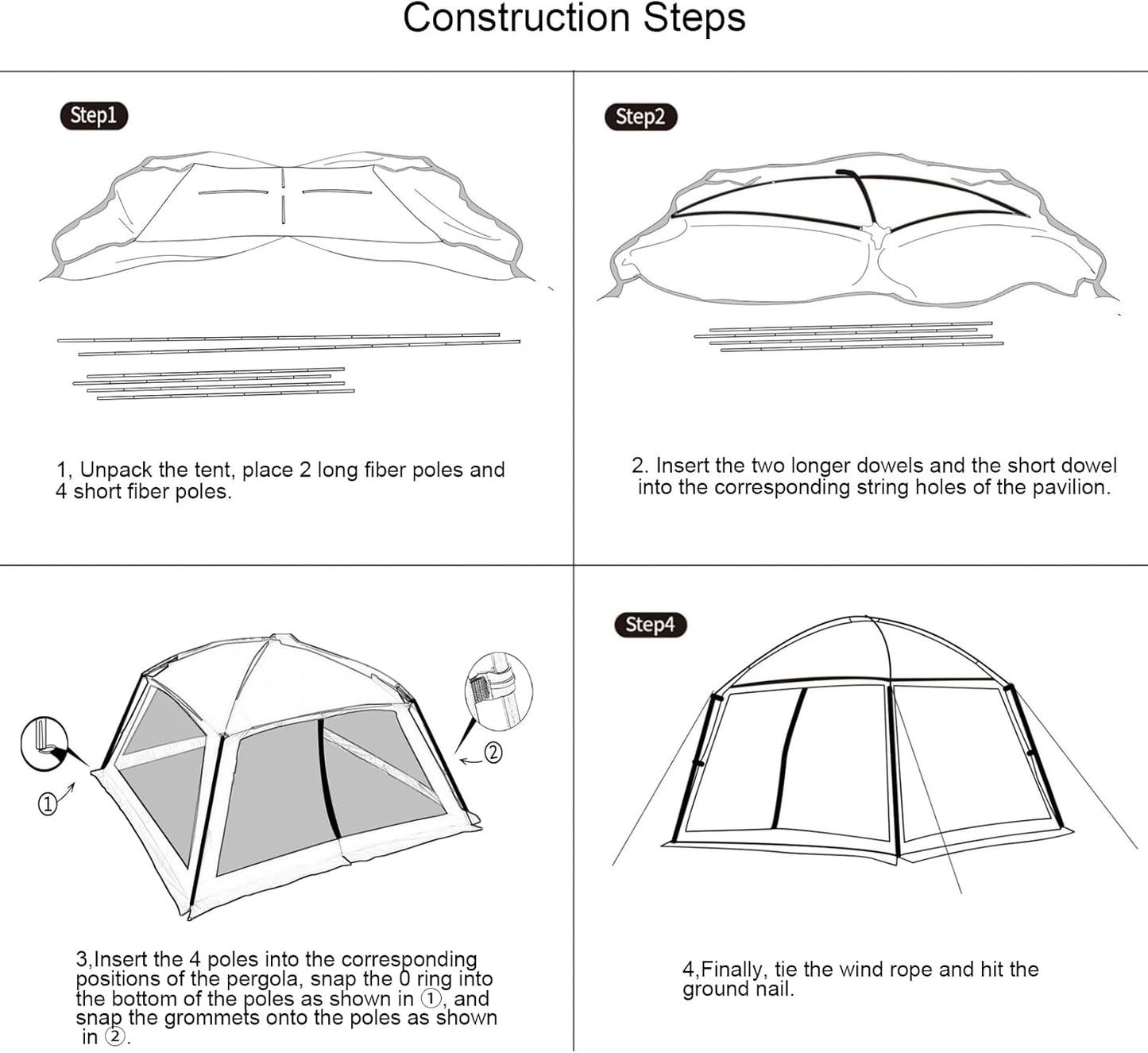 12x12 Ft Screen House Tent - Instant Pop Up Mesh Canopy Shelter with Waterproof & Sunshade Roof, Easy Setup for Camping, Backyard, Beach, Picnic, Red White