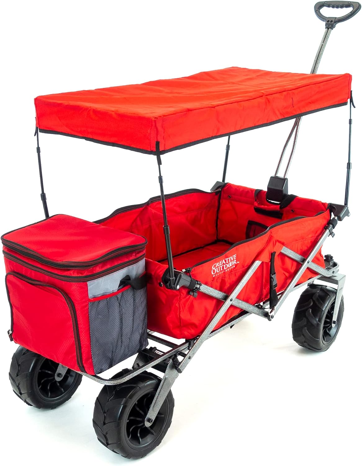 Creative Outdoor Push Pull Stroller Wagon, Beach Hauler XXL with Canopy, Collapsible and Portable Heavy Duty Folding Cart, Supports up to 200lbs Weight Capacity, Giant 10" Wheels