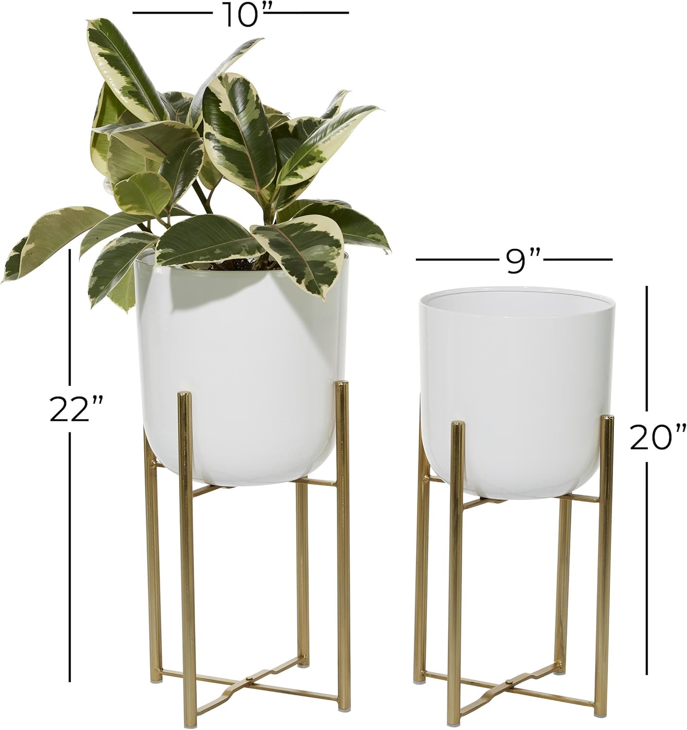 CosmoLiving by Cosmopolitan Metal Indoor Outdoor Planter Dome Large Planter Pot with Removable Stand, Set of 2 Planters 20", 22"H, White