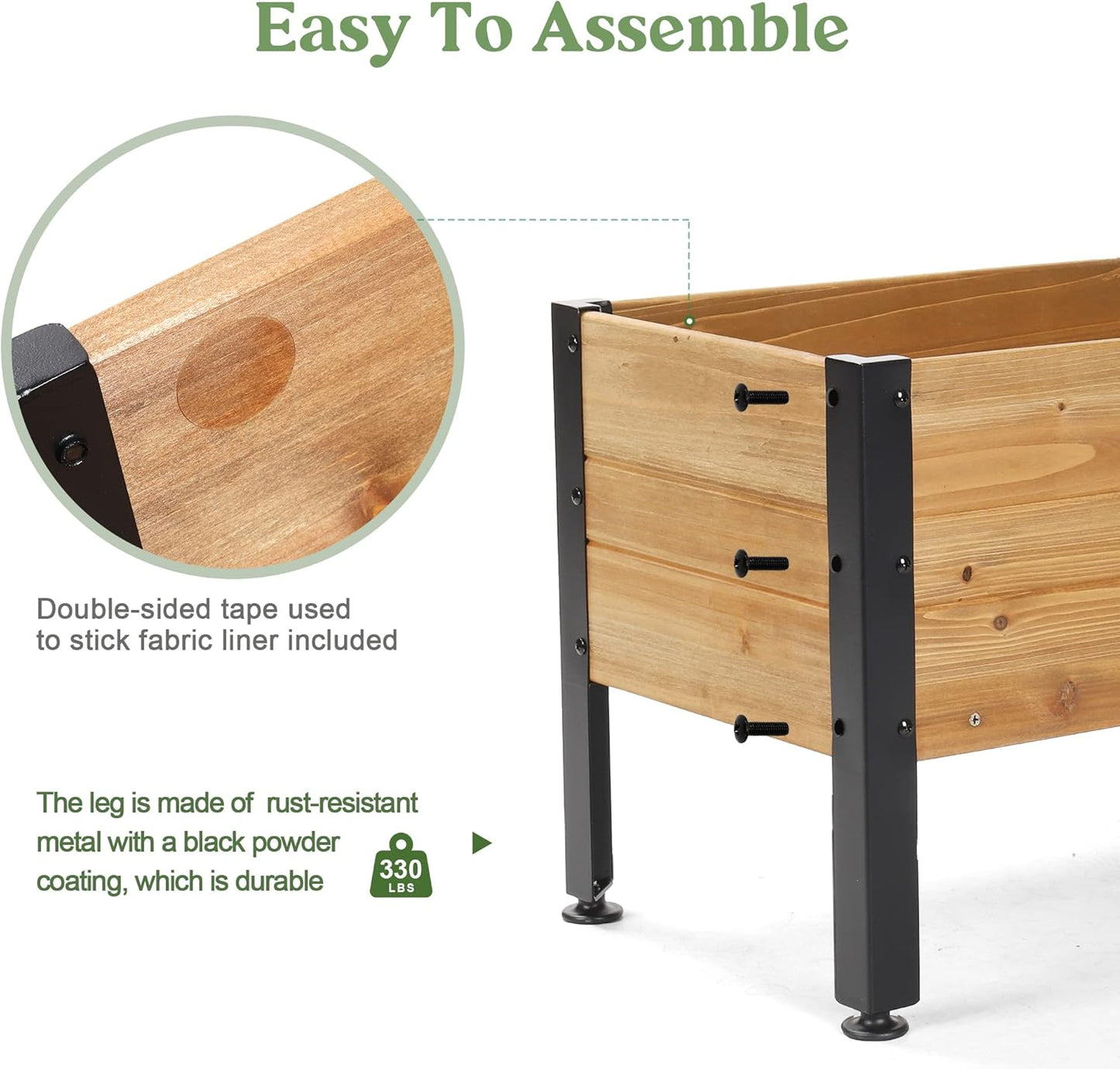 Wood Rectangular Garden Planter Box Raised Garden Bed Outdoor,Planters for Outdoor Plants 37x13x15in Elevated Planter Box for Herbs Vegetables Flowers Great for Patio Deck Balcony