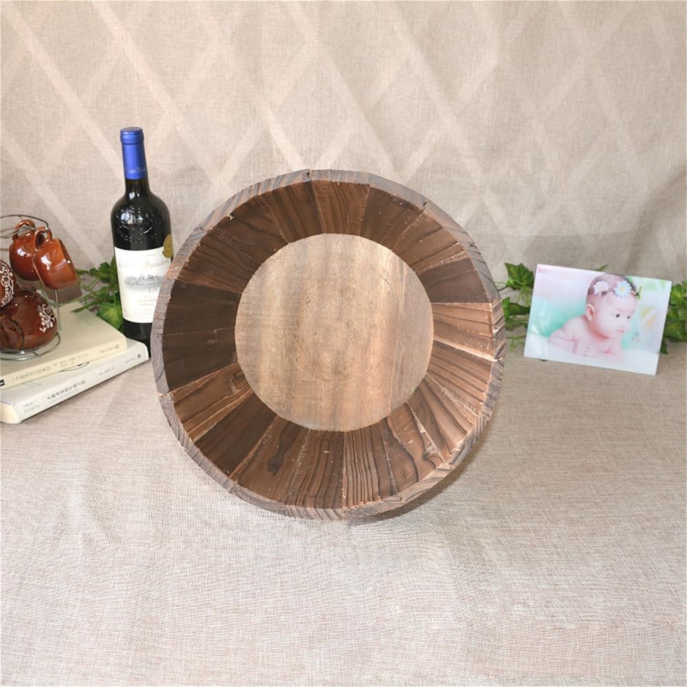 Wooden Whiskey Barrel Planter Garden Flower Pot Decor Plant Container Box Brown (Small)