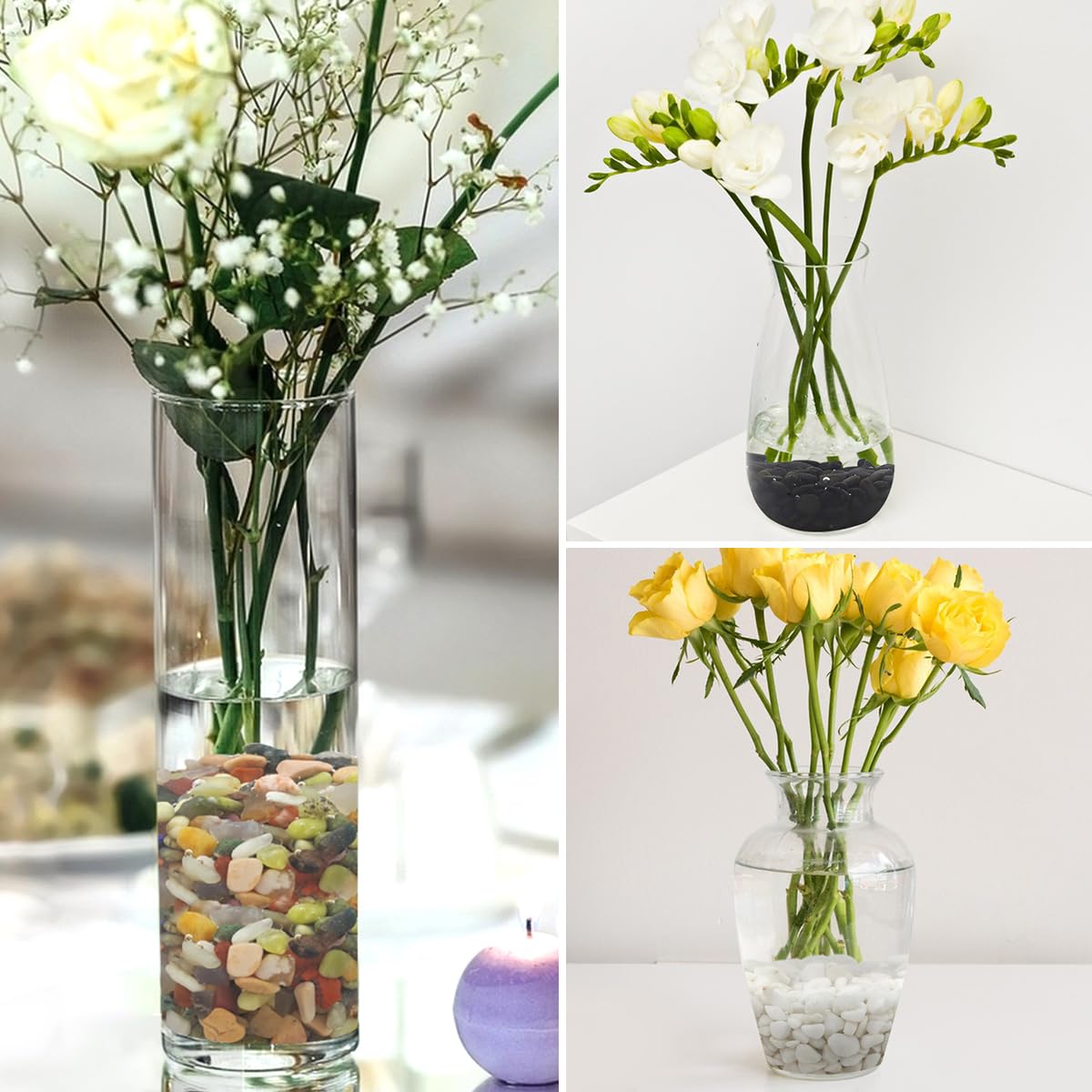 5LB Succulent and Cactus Black Pebbles, 3/8 Inch Natural Decorative Polished Stones, River Rocks for Indoor Plants, Vases, Planters and Outdoor Gardening