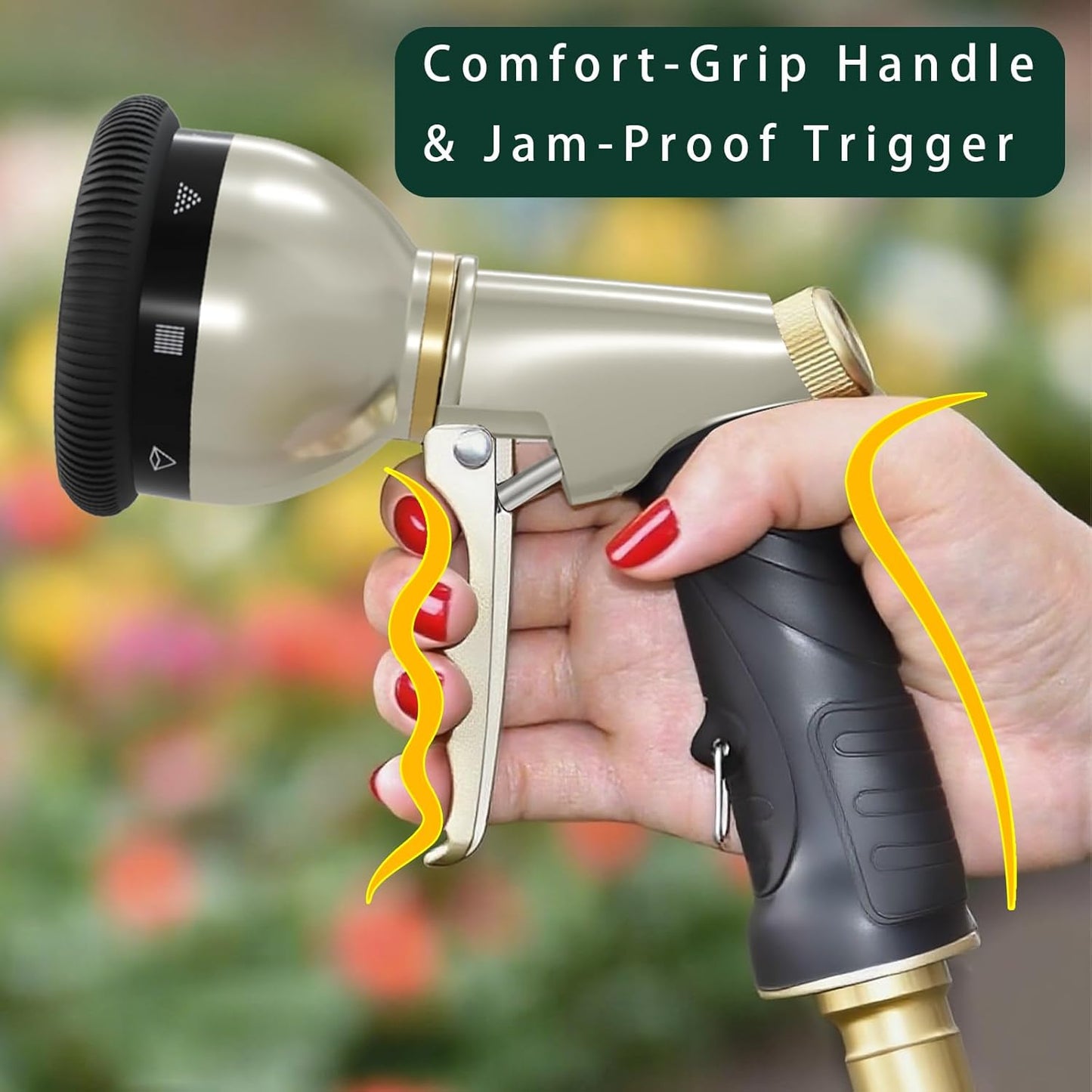 Hose nozzle - High Pressure Garden Hose Nozzle with 9 Adjustable Spray Patterns - Heavy Duty & Leak-Proof Zinc Alloy Spray Nozzles for Outdoor Use, Car Washing, and Watering Plants