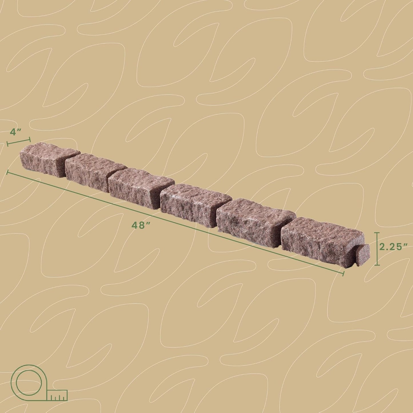 Beuta Landscape Edging | Garden Edging Border | Faux Stone Bricks for Lawn edging, Flower beds, Pathways & Yard Edging– 40 Packs | Each Section Has 6 Bricks 48"L x 4"W x 2.25"H |120 Spikes|Cobblestone