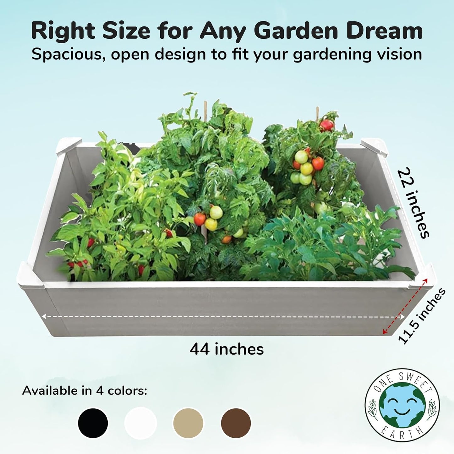 Raised Garden Bed - 2x4 ft Planter Box - White HDPE - No Tools Needed - DIY Kit for Urban Gardening, Flowers, Herbs & Vegetables - Made in The USA