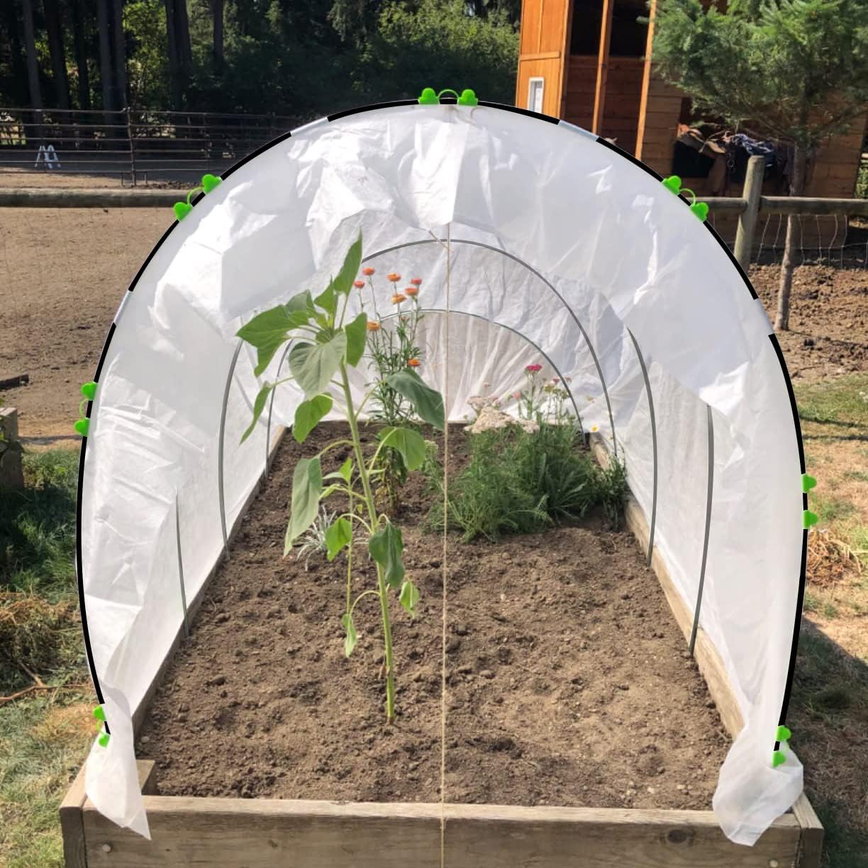 Greenhouse Hoops Grow Tunnel, 5 Sets of 7FT Garden Hoops for Raised Beds, Rust-Proof Fiberglass Frame for Garden Netting, Greenhouse Kit, Plant Shade Cloth, Plant Row Cover, 25 pcs