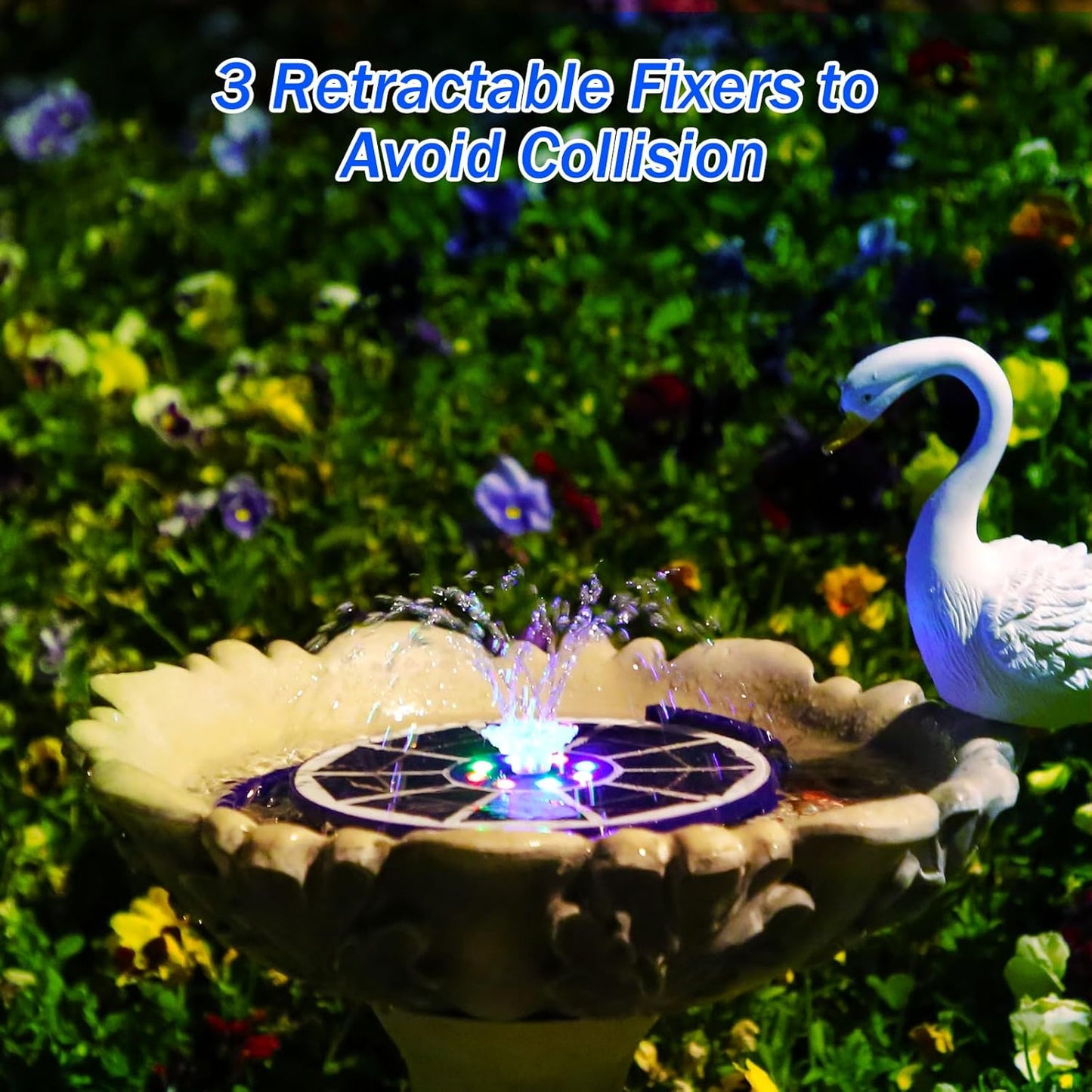 AISITIN 3.5W Solar Fountain Pump with LED Colorful Lights & 3000mAh Battery, Solar Bird Bath Fountain with 10 Nozzles, Solar Water Pump for Garden, Pond and Outdoor (Purple)