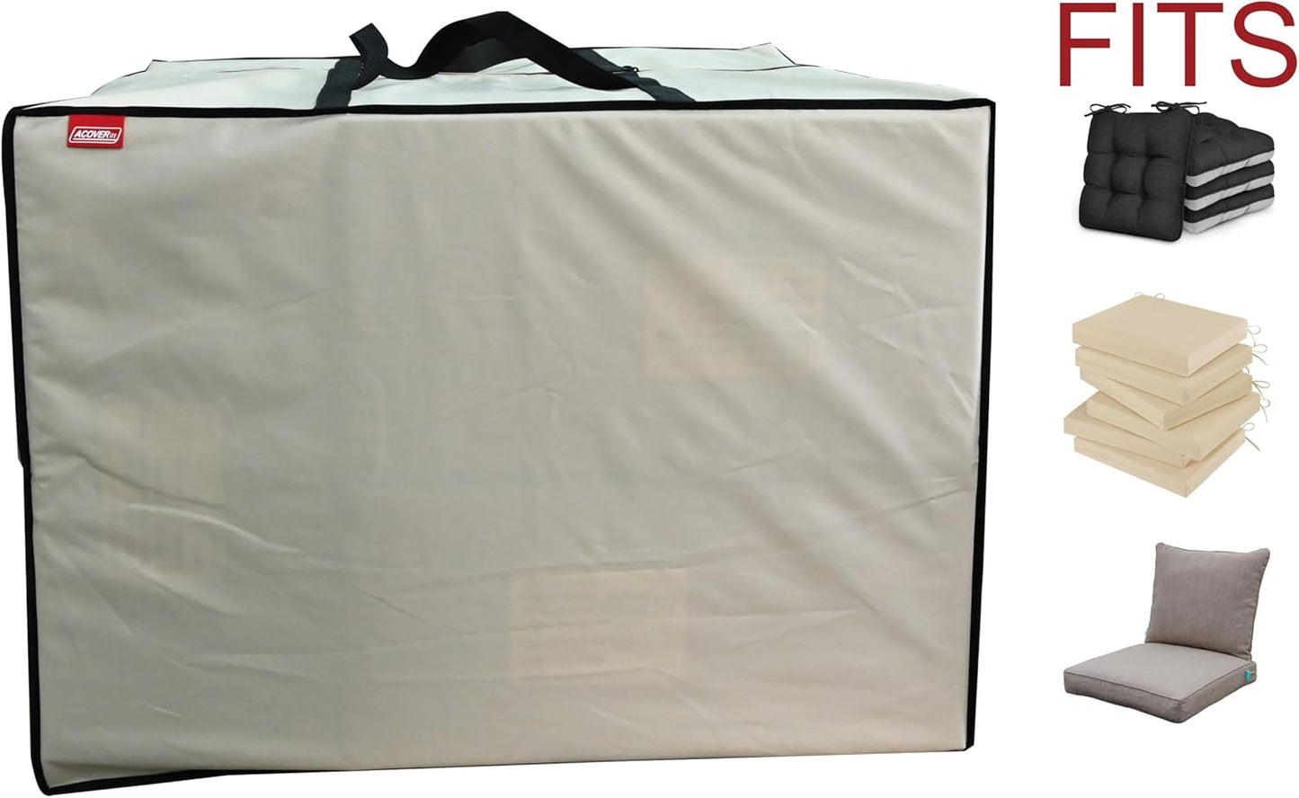 Outdoor Square Cushion/Cover Storage Bag, Protective Zippered Storage Bags with Handles, 32''L x 32''W x 24''H Beige