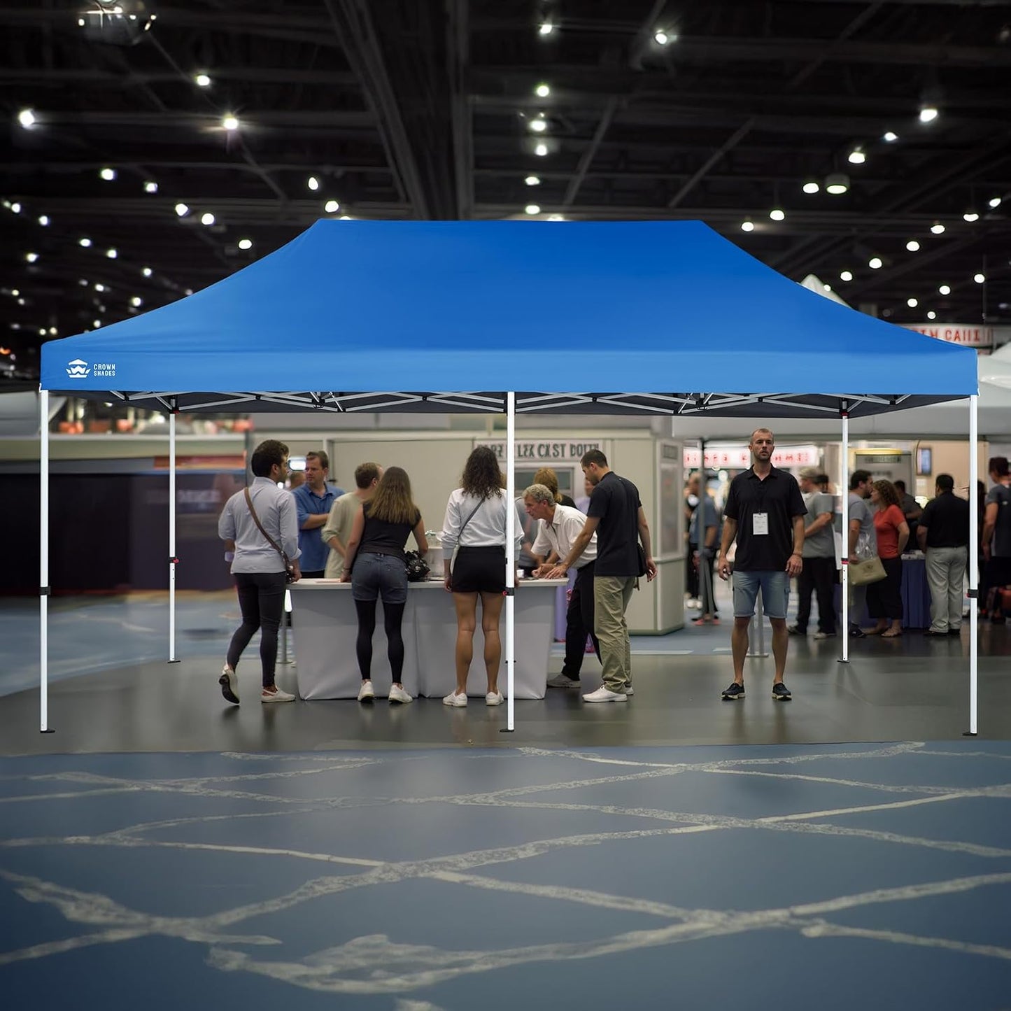 CROWN SHADES 10x20 Pop Up Canopy Tent - Commercial Canopy Tent with 400D Strength Oxford Fabric, Hexagonal Leg, 4 Upgraded Weights - Great for Trade Shows, Events,Parties & Commercial Use, Blue