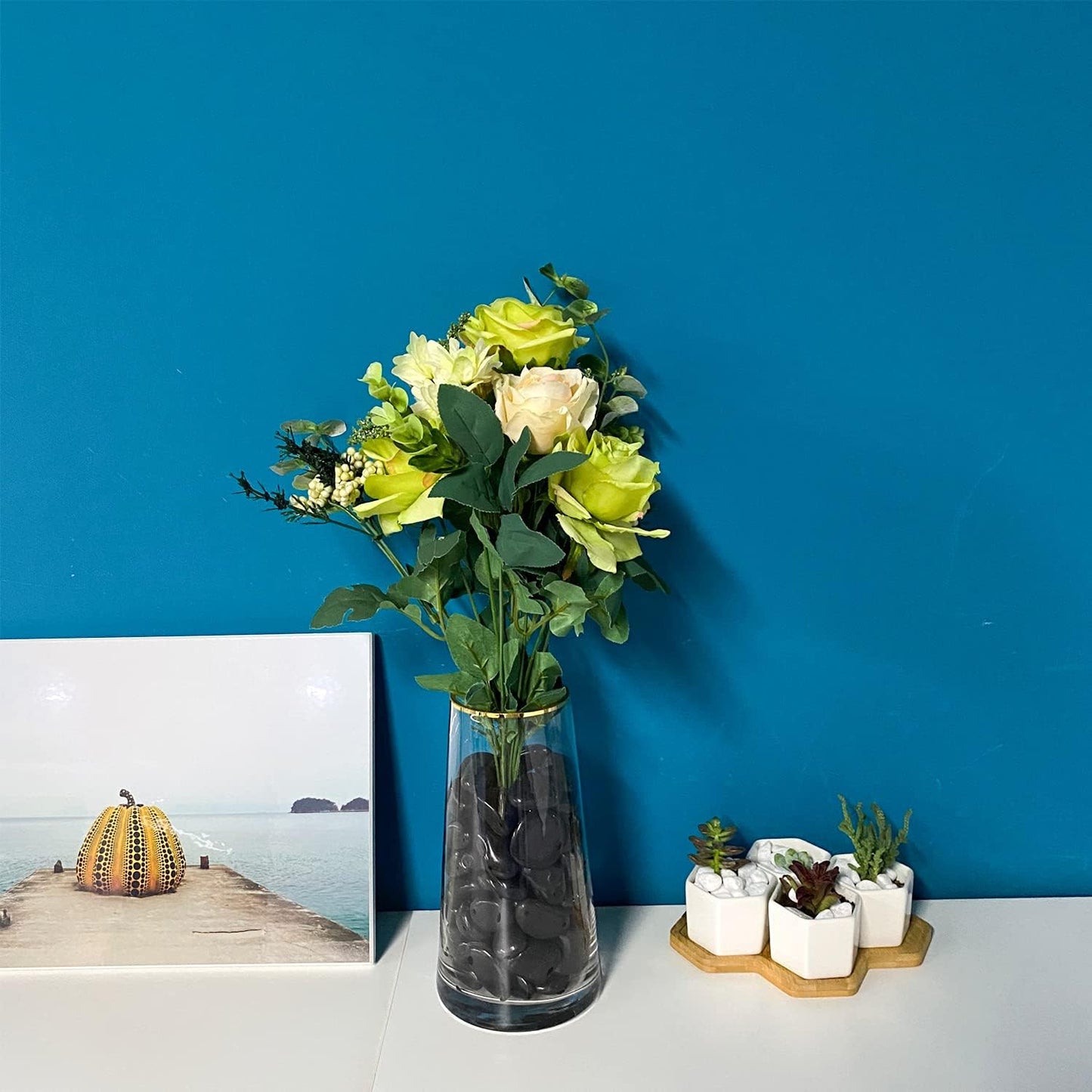 10 lbs Black Pebbles for Plants, 0.8-1.2 Inch Small Polished Stones. Decorative River Rocks for Outdoor Landscaping Vase Aquarium and Garden