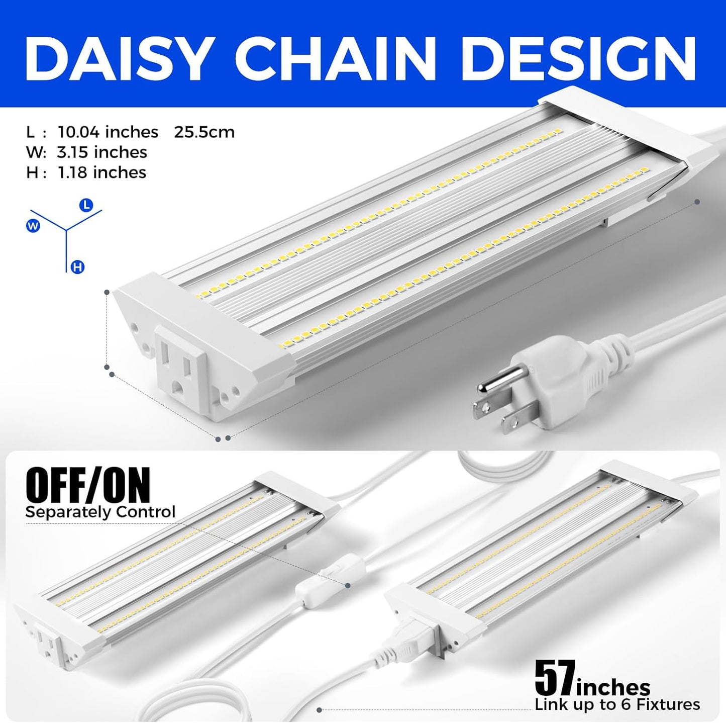 Barrina TX18 1FT Grow Light for Indoor Plants, 72W(4 x 18W, 360W Equivalent), High PPFD, 5000K Full Spectrum Grow Light Strip for Plant Shelves with On/Off Switch, Mechanical Timer, Linkable, 4 Packs