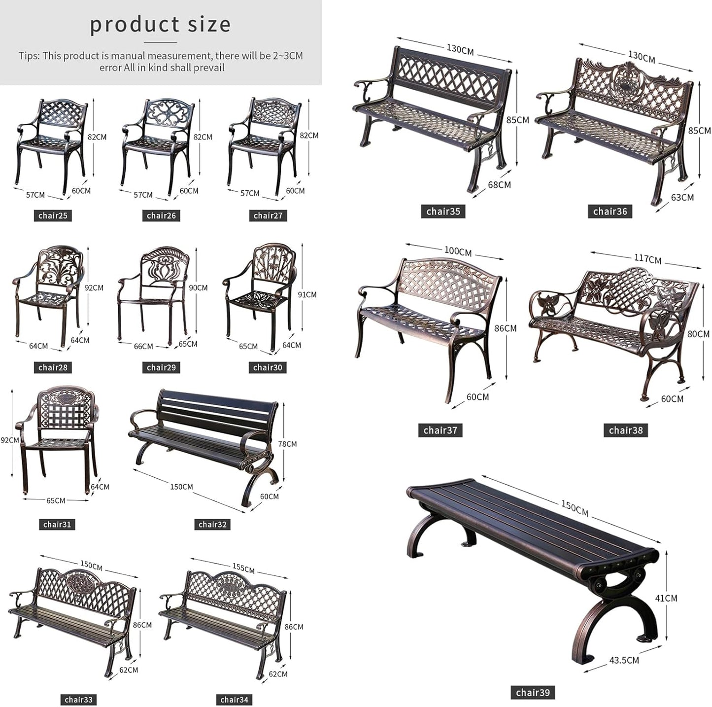 Outdoor Dining Chair Cast Aluminum Patio Chairs Set of 2 All-Weather Patio Dining Chair with Adjustable Feet for Backyard Garden (Purple Bamboo Chair)