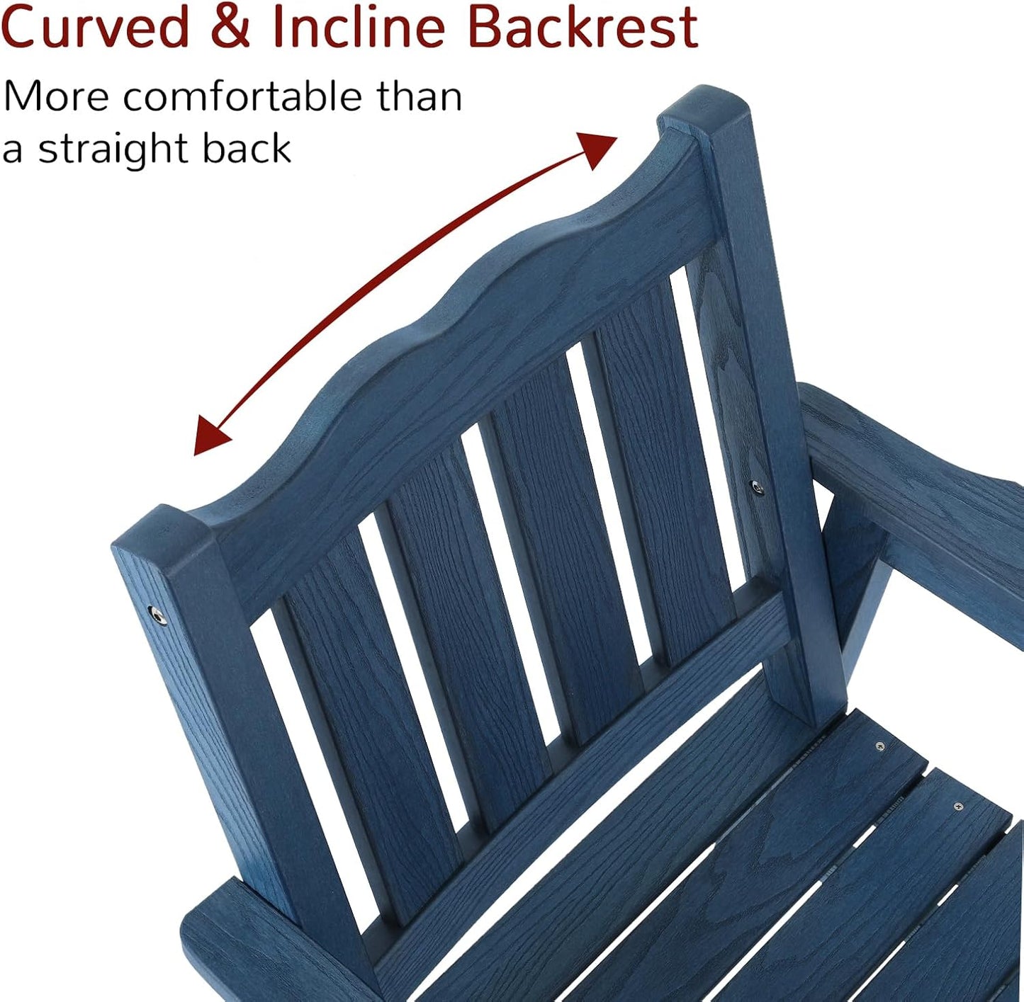 Stoog All-Weather Patio & Garden Chair, Outdoor Dining Chair with Curved Backrest, 400 lbs Support, for Backyard, Garden, Porch, Pool and Deck, Blue