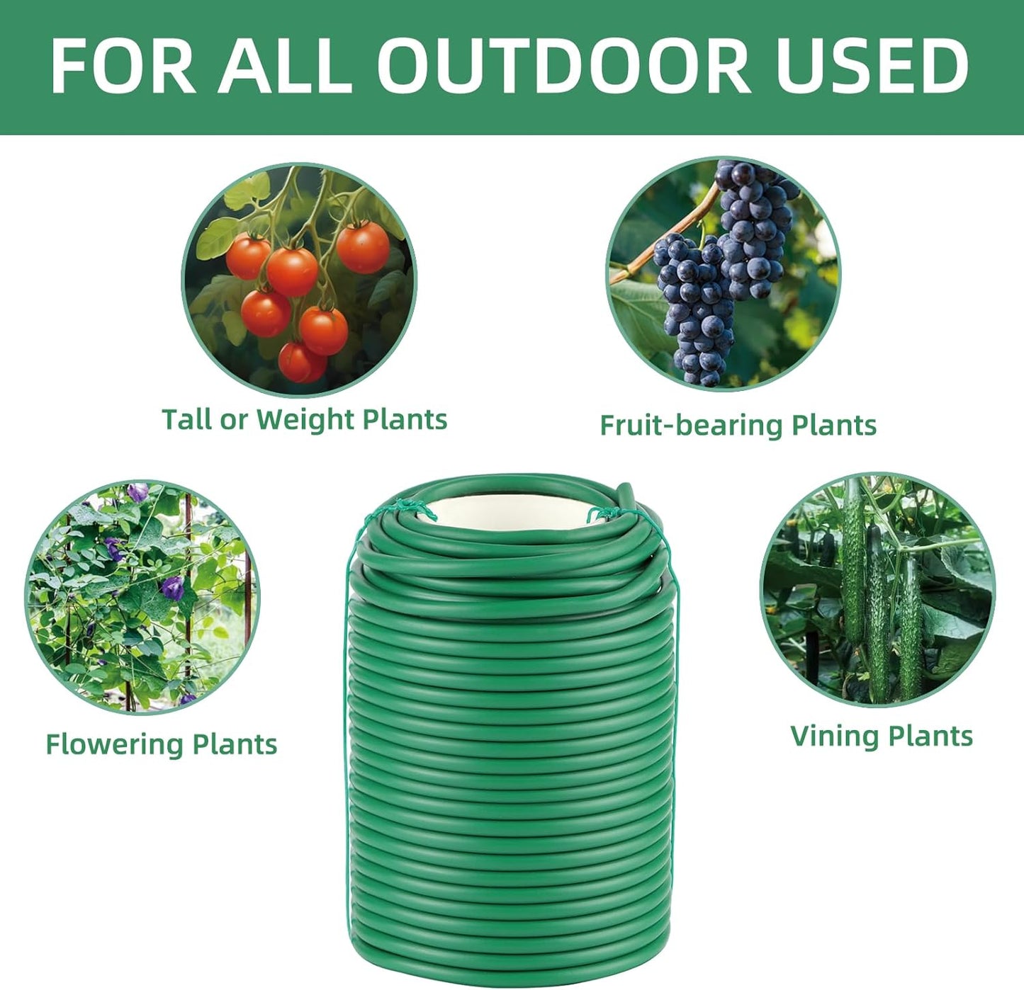 Garden Wire, 66FT Soft Plants Ties, 3.5mm Flexible Garden Ties for Climbing Plants, Vines Plant, Tomatoes, Flowers, Roses Plant Support