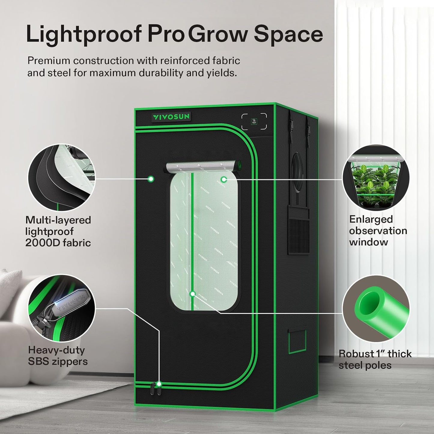 VIVOSUN GIY Plus Smart Grow Tent Kit, 2.7x2.7ft 2-Plant System, WiFi-Integrated Automatic Grow System with 2000D Mylar Grow Tent,Full-Spectrum Programmable Grow Light, Enhanced Ventilation&Circulation