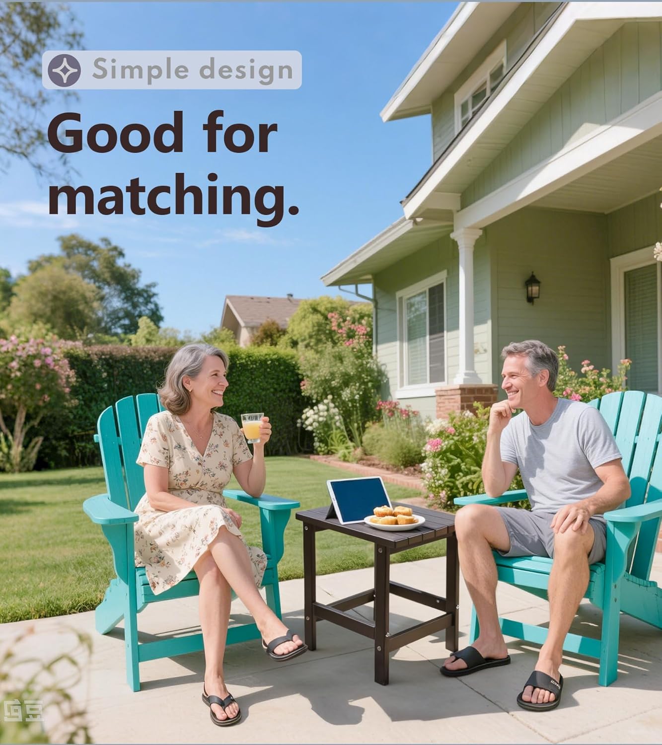 PASAMIC Adirondack Square Side Table, HDPE Outdoor Side Tables, Weather Resistant End Table for Patio, Backyard, Pool, Indoor Companion, Beach, Easy Maintenance (Brown)