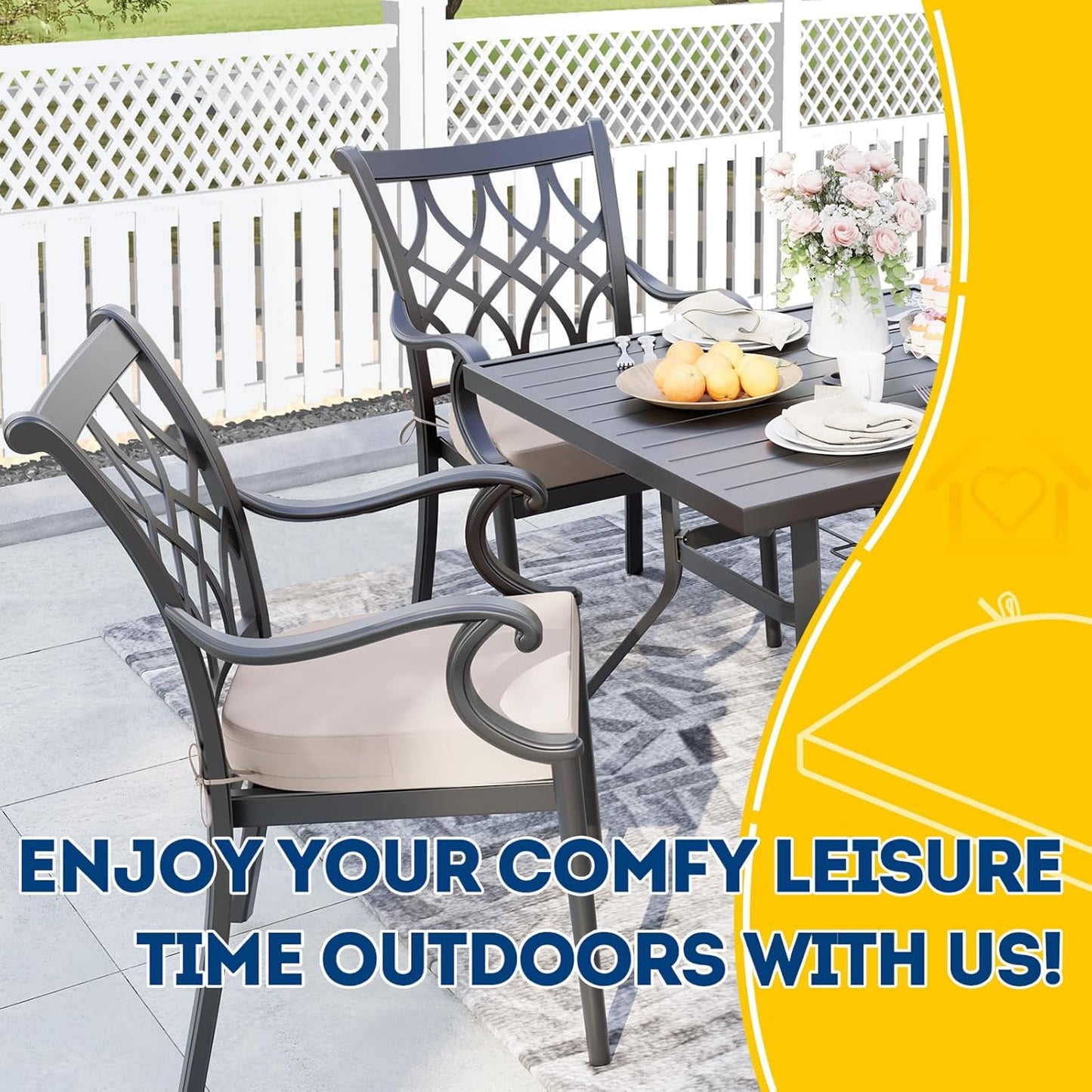 AAAAAcessories Outdoor Seat Cushions for Chairs, Waterproof, Fade-Resistant Patio Furniture Replacement Cushions, 17" x 16" x 2", Set of 4, Khaki Beige