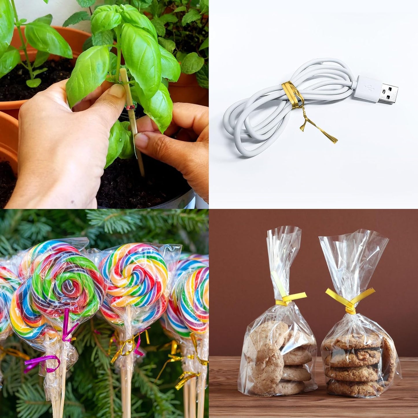 HARFINGTON 800pcs Bag Twist Ties 6" Reusable Plastic Metallic Twist Ties Wire Cable Ties for Party Bread Candy Cake, Green