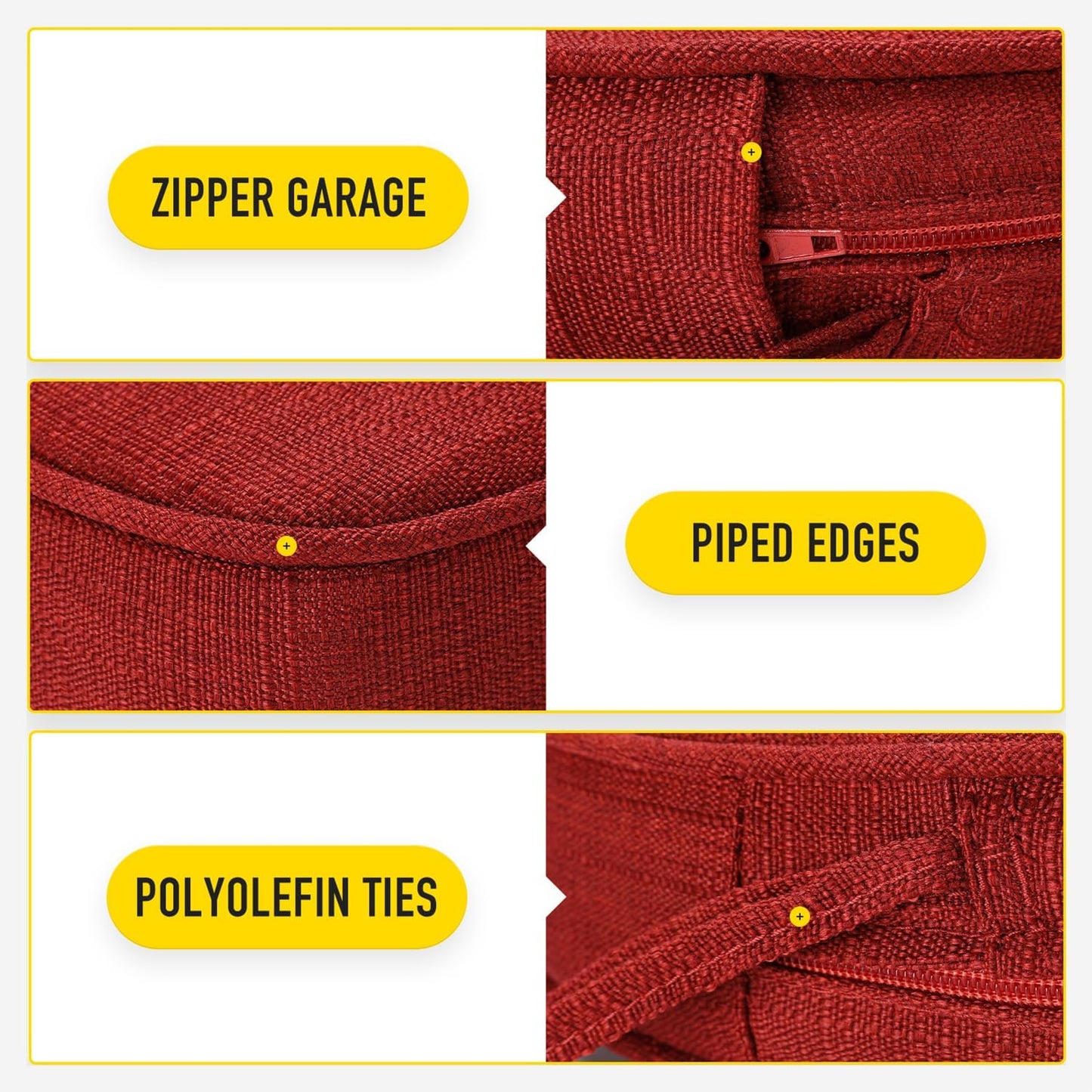 SUNROX Gel Memory Foam Chair Cushions, FadeShield Water-, Stain-Resistant Durable Reversible Seat Cushion Pads with Ties for Indoor/Outdoor Kitchen Dining Office 17"x16" Set of 2, Burgundy