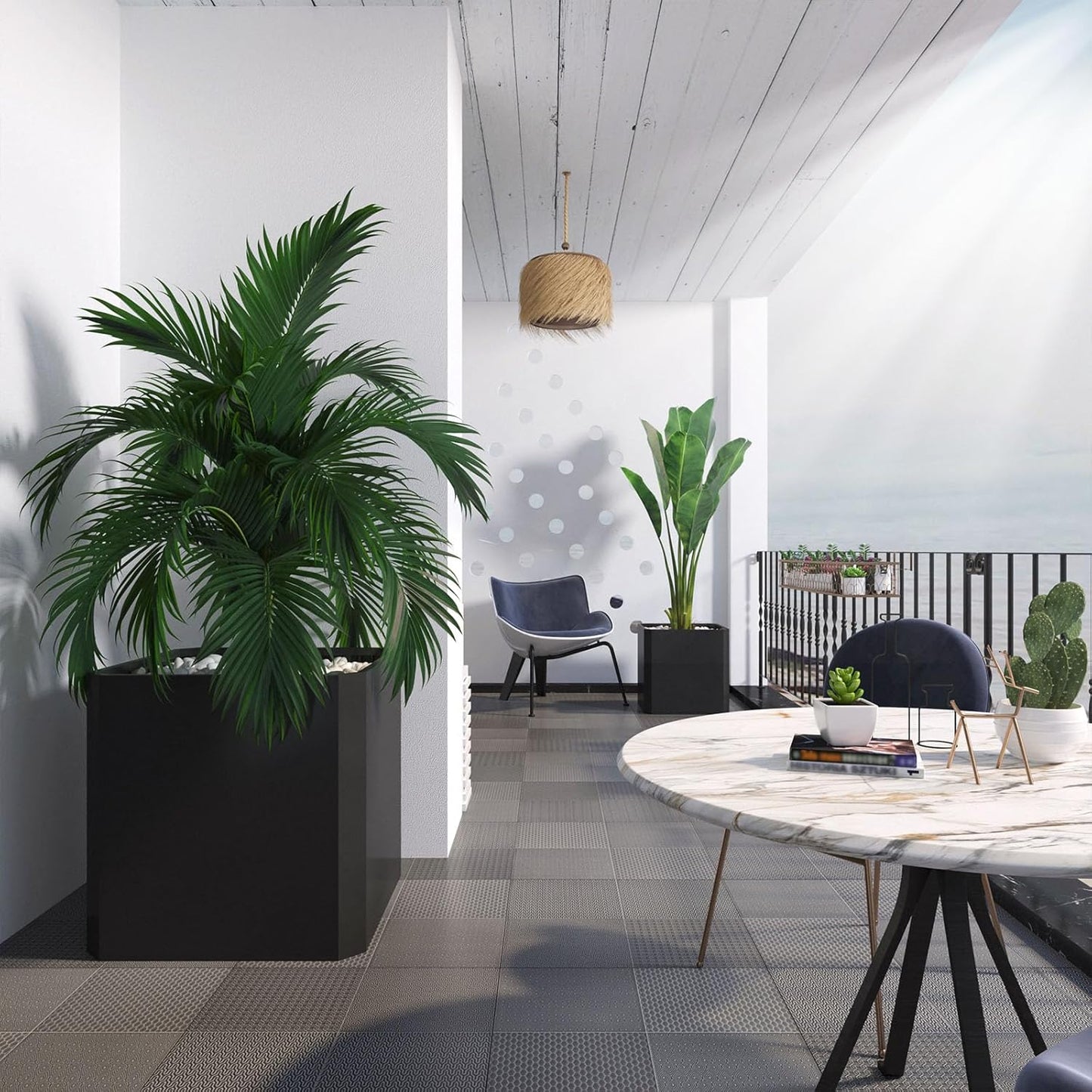 Steel Planter Box-20"x20"x20"-Large Square Planter Box-Outdoor Indoor-Cube Steel Planter Heavy Duty Black Metal Planter Flower Pot Commercial Residential for Home Garden Porch Hotel Patio