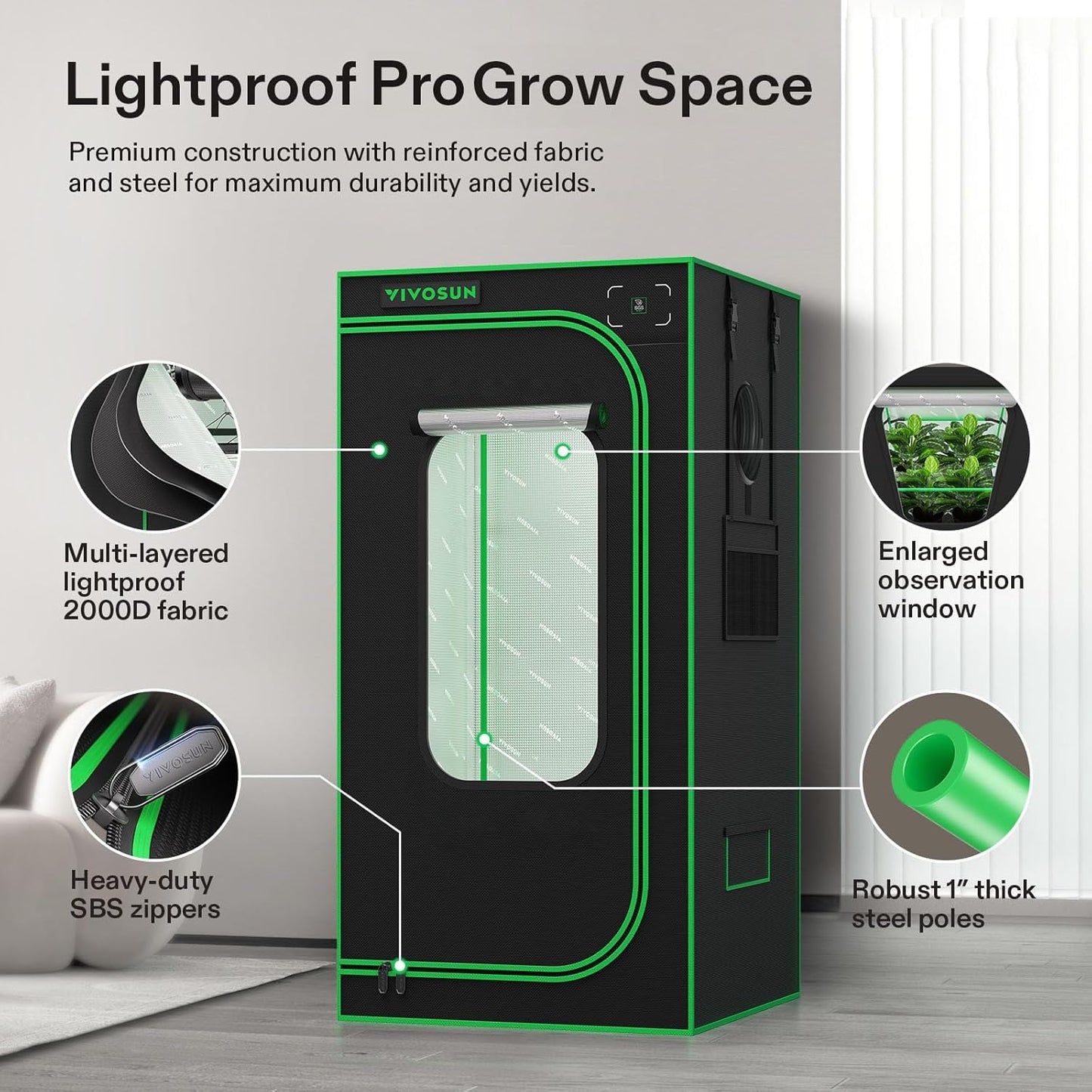 VIVOSUN GIY Plus Smart Grow Tent Kit, 2x2ft 1-Plant System, WiFi-Integrated Automatic Grow System with 2000D Mylar Grow Tent, Full-Spectrum Programmable Grow Light, Enhanced Ventilation & Circulation