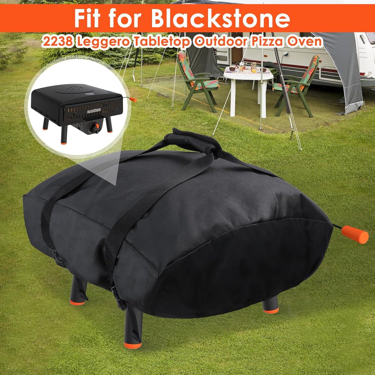 Pizza Oven Carry Case for Blackstone 2238 Leggero Tabletop Pizza Oven, 600D Waterproof Dustproof Blackstone 2238 Pizza Oven Cover/Carry Bag 2 in 1, Outdoor Oven Accessory