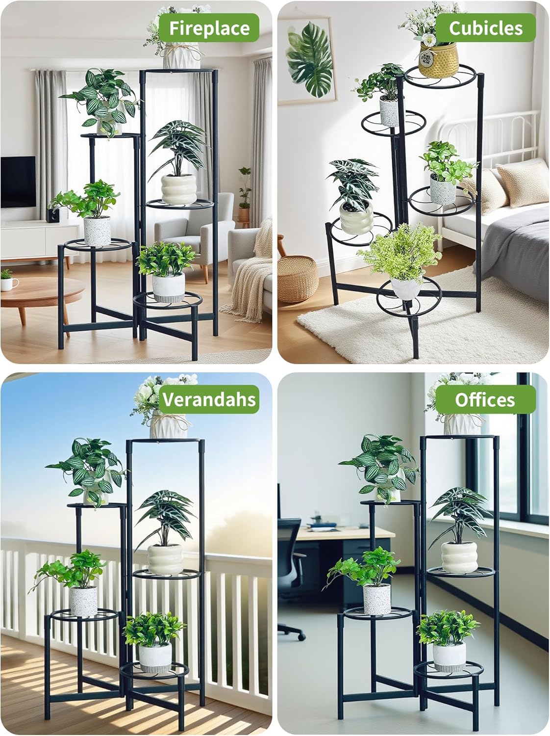 Corner Plant Stand Indoor Outdoor Tall Metal Flower Pot Stands for Multiple Plants 5 Tier Heavy Duty Plant Shelf for Patio Garden Balcony Living Room Bedroom Black Kite