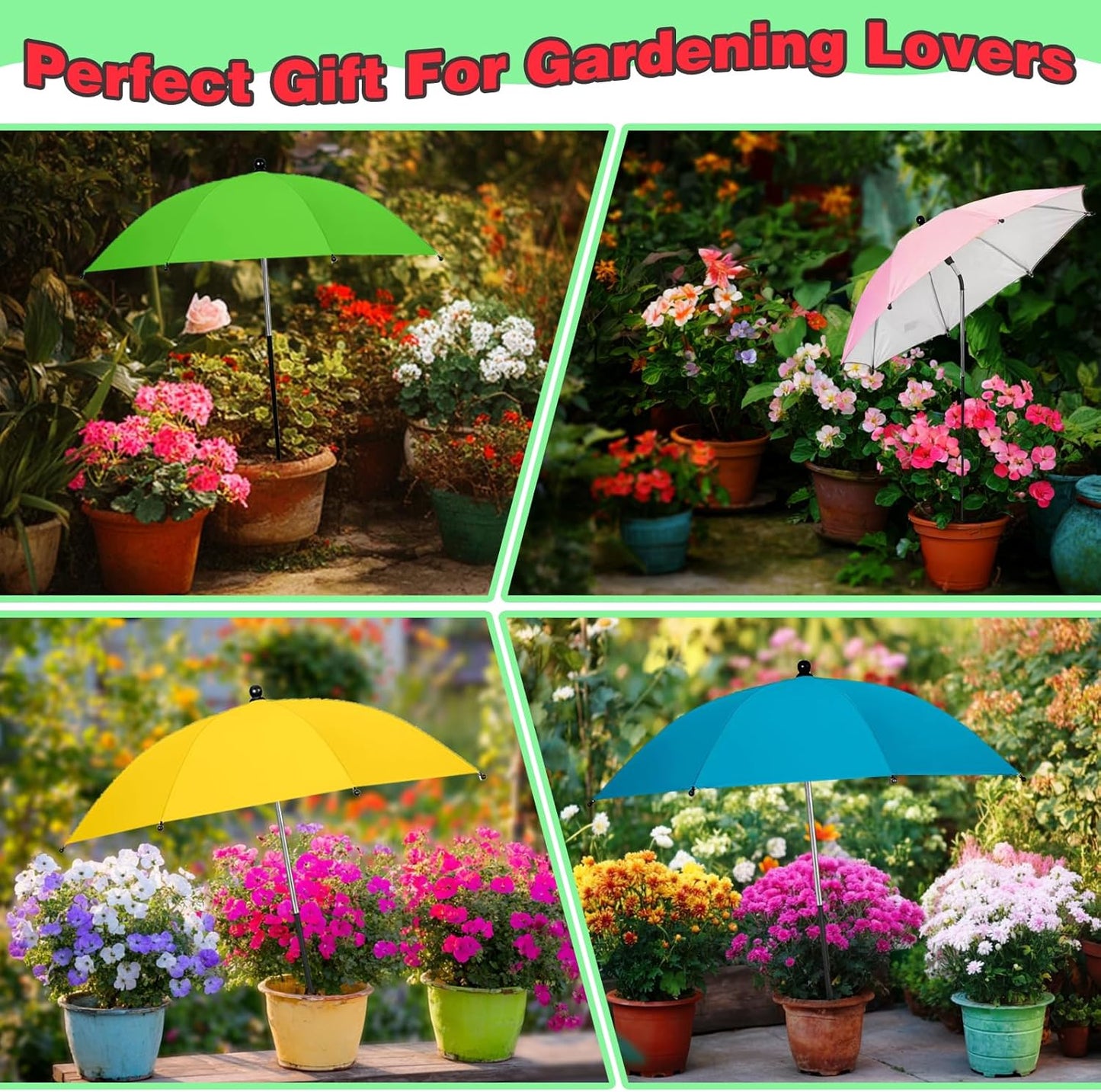 4 Pack Plant Umbrellas for Outdoor Plants,23IN Larger Garden Plant Umbrella Shade with Adjustable Angle,40IN Higher Sun Shade for Plants, Potted Plant, Garden Beds