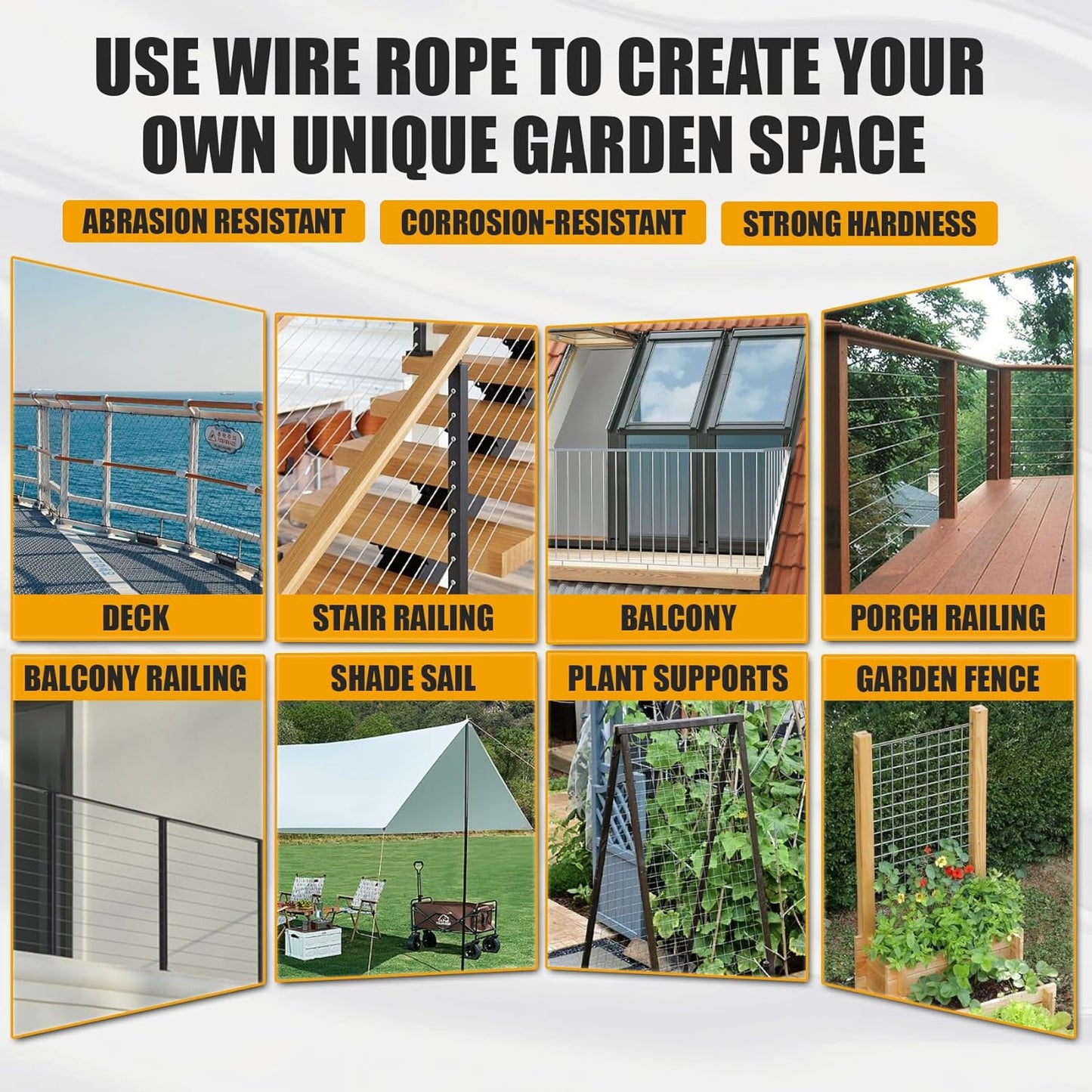 1/8" Stainless Steel Cable, 2000FT Wire Rope with Cable Cutter 7x7 Strand, Aircraft Cable 1800 lb Breaking Strength, Cable for Deck Railing, Fence, DIY Balustrade