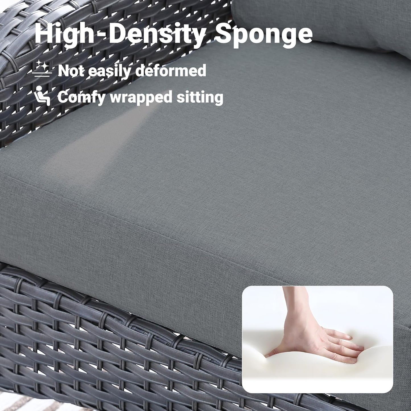 ovios 2 Pieces Patio Furniture Set, Outdoor Wicker Chairs of 2, All Weather High Back Rattan Chairs 2-Seater with Comfy Cushions for Porch Deck, Dark Grey