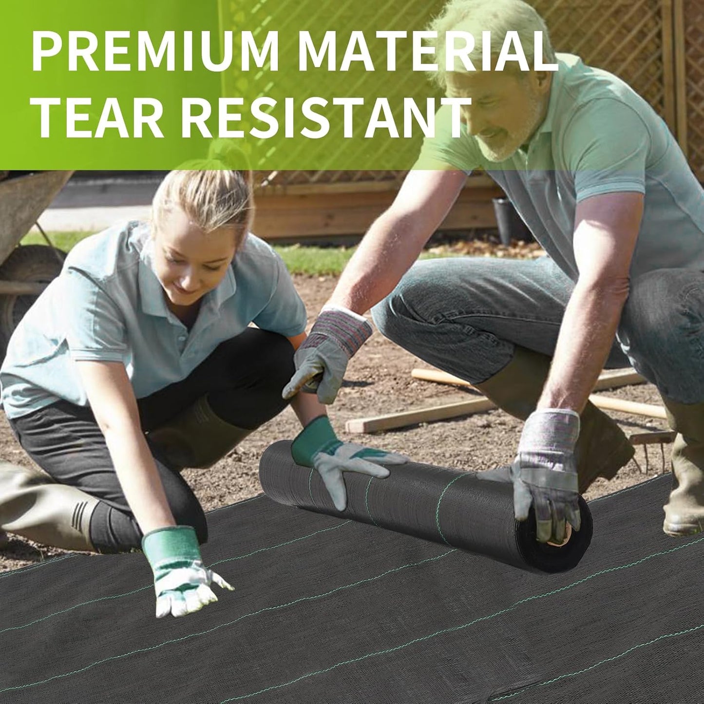 3x100ft 3.2OZ, Weed Barrier Landscape Fabric Heavy Duty, Woven Weed Control Fabric, High Permeability Good for Flower Bed, Geotextile Fabric Underlayment, Driveway (3ft*300ft)