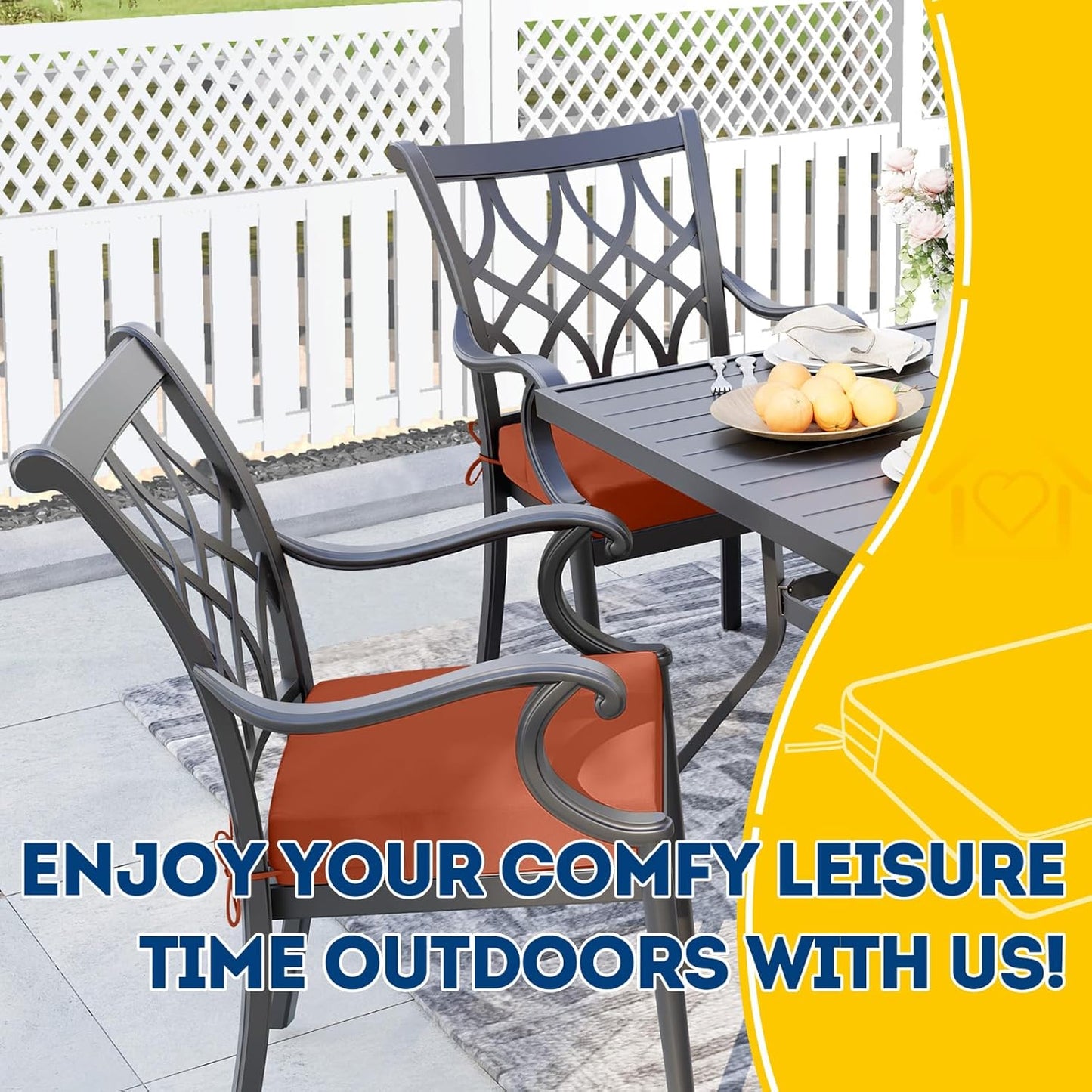 AAAAAcessories Outdoor Seat Cushions for Chairs, Waterproof, Fade-Resistant Patio Furniture Replacement Cushions, 20" x 20" x 3", Set of 2, Rust