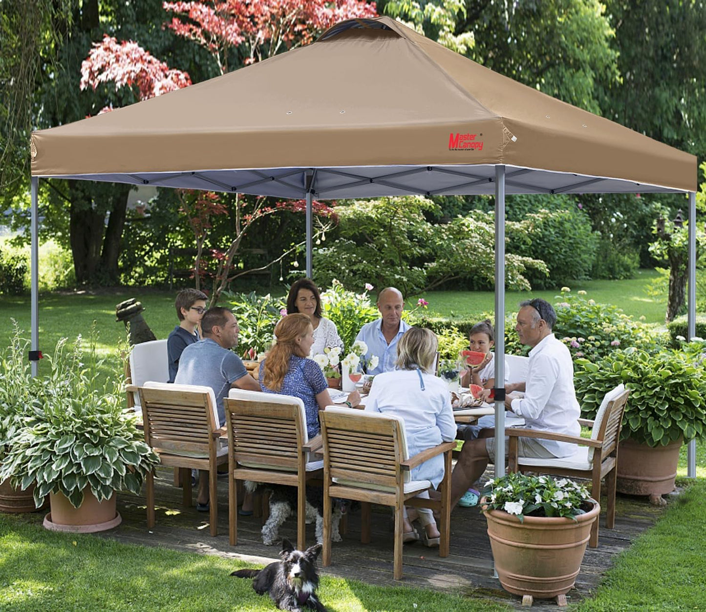 MASTERCANOPY Durable Pop-up Canopy Tent with Roller Bag (10x10, Khaki)