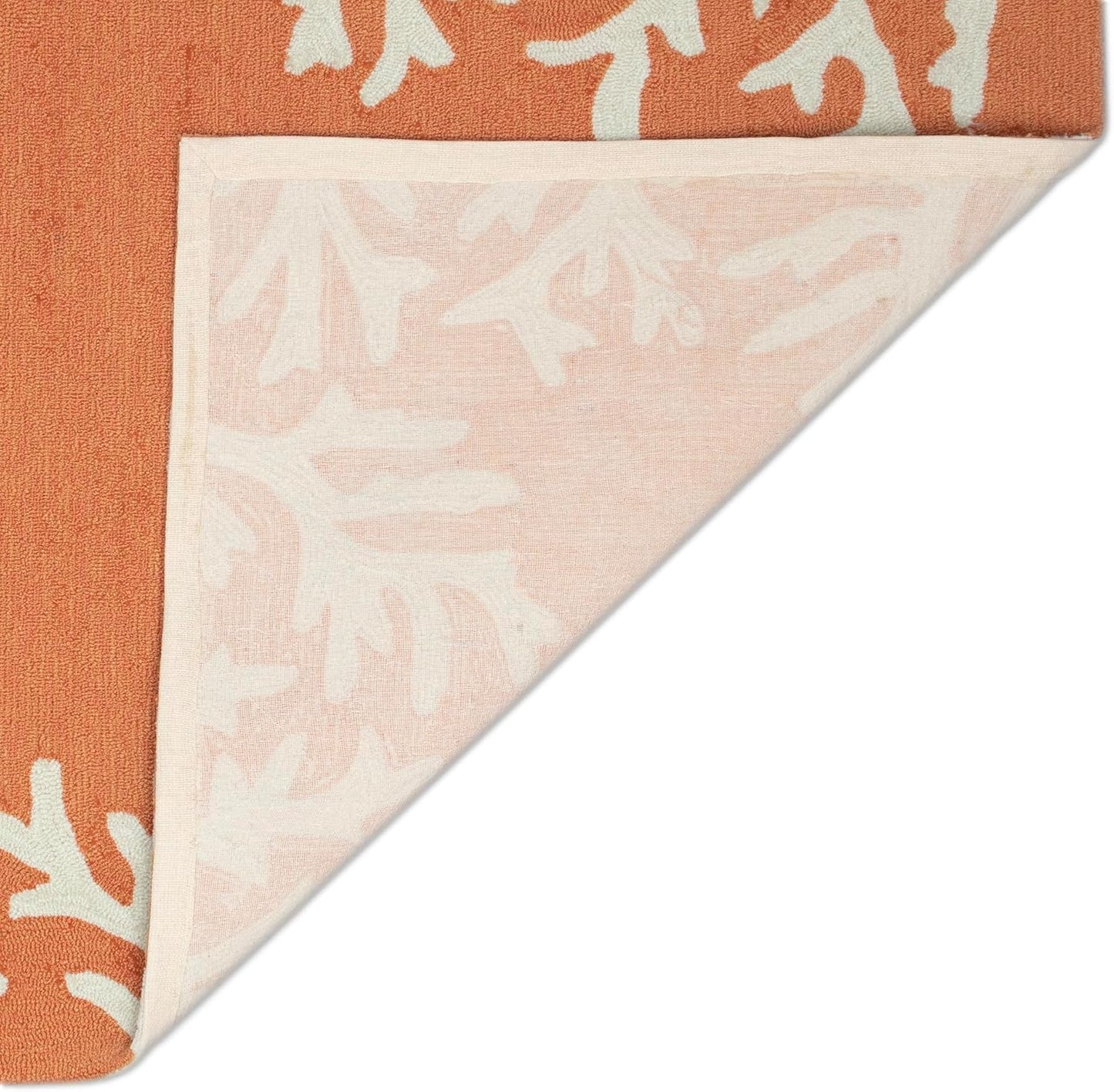 Liora Manne CAPRI Indoor/Outdoor Handmade Synthetic Blend Durable Area Rug - Traditional Border Coastal Beach Accent (Coral Border Coral) (8'3" x 11'6")