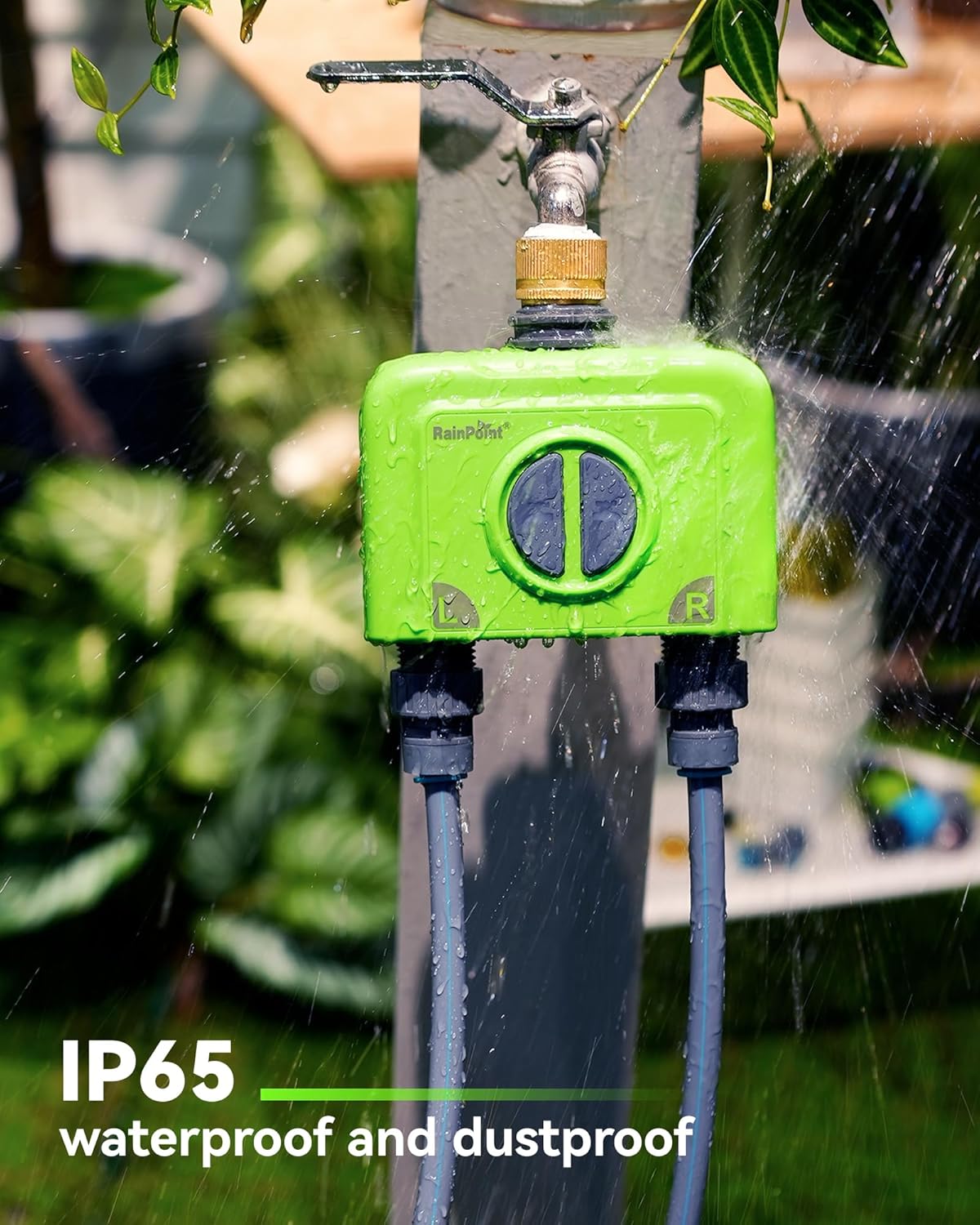 RAINPOINT WiFi Water Timer for Garden Hose, Brass Inlet 2 Zone WiFi Sprinkler Controller, Smart Hose Timer Valve, Automatic Drip Irrigation System/Rain Delay for Garden/Lawn/Yard (No Gateway)