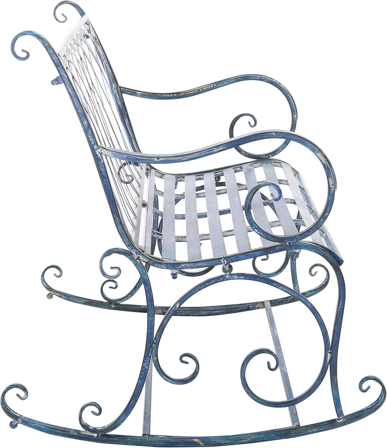 SAFAVIEH Outdoor Collection Ressi Victorian Antique Blue Patio Porch Entryway Backyard Rock Bench