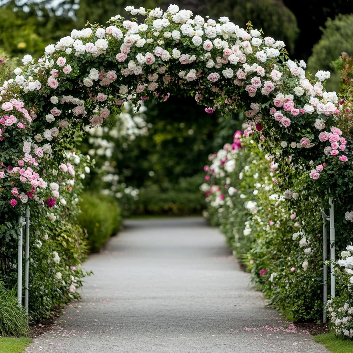 RUBFAC Metal Garden Arch, Wedding & Event Decoration, Garden Trellis for Climbing Plants, Assemble Freely 2 Sizes for Various Climbing Plant Roses Vines Bridal Party Decoration White, 1 Pack