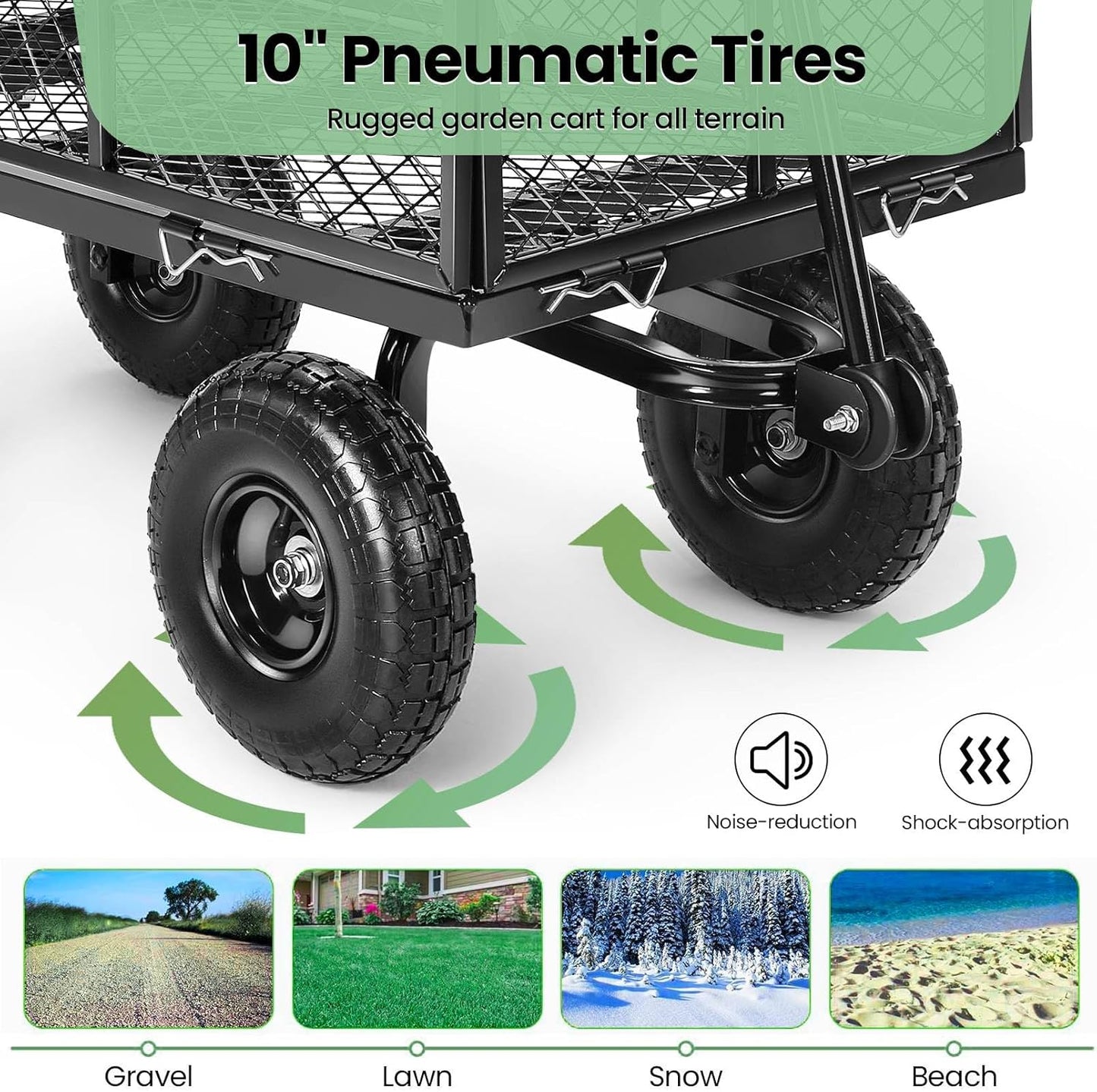 Homdox MAX 880LB Garden Cart, Heavy Duty Garden Wagon, Mesh Foldable Garden Cart, Pullable Gardens Wagon with 180ยฐ Rotating Handle, Collapsible Garden Carts for Yard Beach Farm, Black with Bag