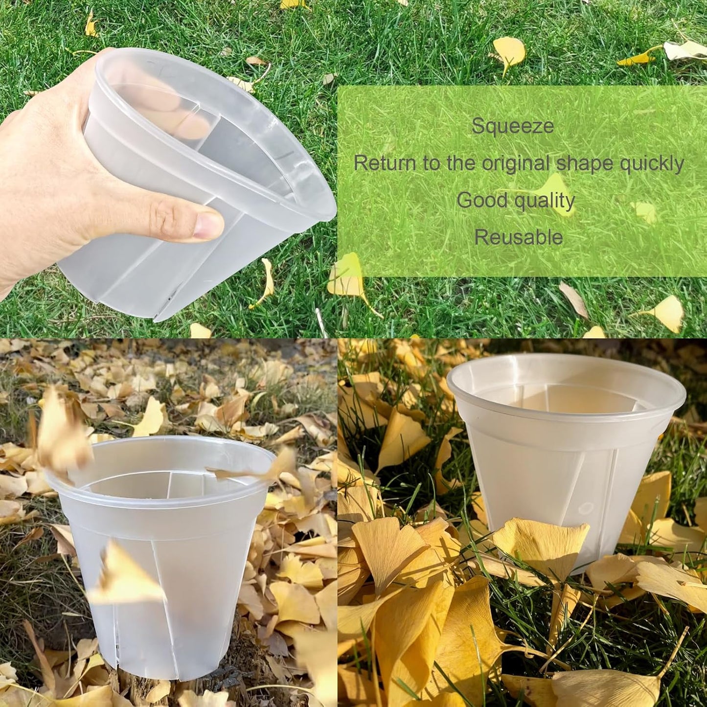 24 pcs 5/6 inch Clear Nursery pots with Trays,Thick Plastic Clear Plant pots with Drainage Holes and Saucers for Orchids,Succulents etc,Outdoor or Indoor use (5/6inch with 24 Trays)