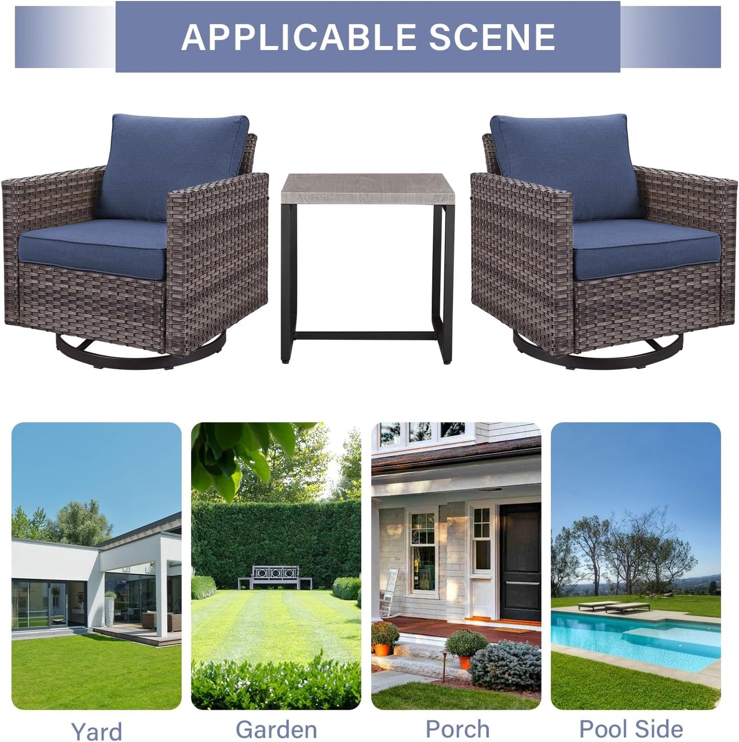 Patio Tables Outdoor Coffee Table - Steel Side Tables End Table for Proch Deck Balcony Garden Squre Grey Tabletop