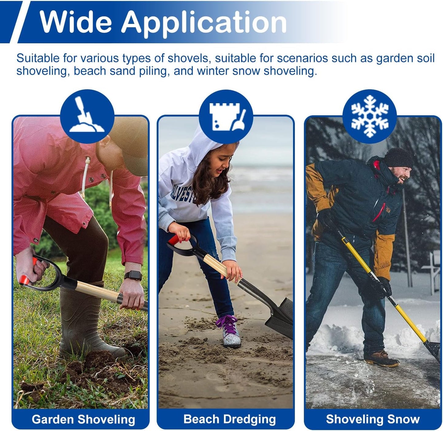 MroMax 2Pcs Shovel D Grip Handle, 1-1/4" Inner Diameter 32mm PVC Spade Snow Shovel Replacement Handle Garden Accessories for Digging Raking Gardening Tool Camp Shovel Garden Shovel