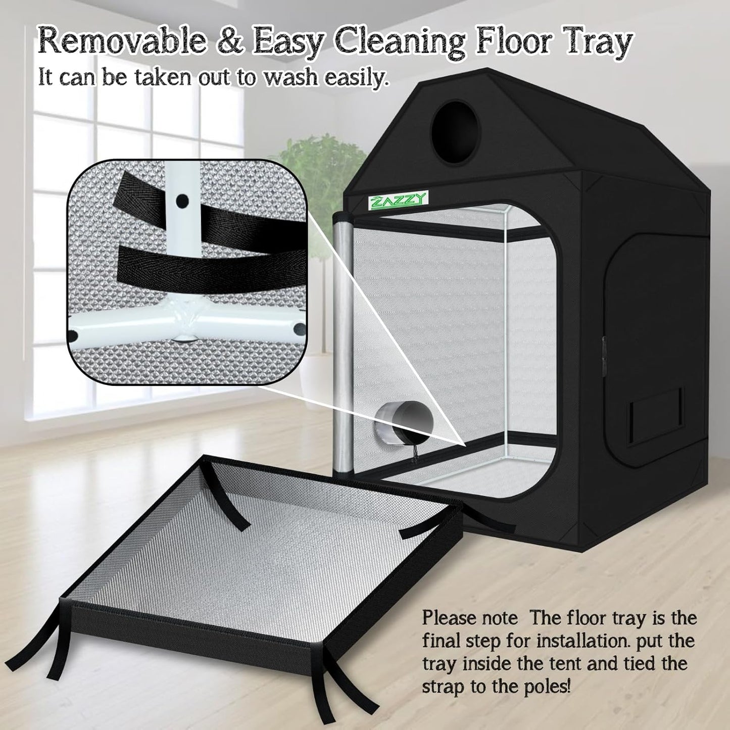 zazzy Grow Tent 48"x48"x72" Roof Cube Plant Grow Tents with Observation Window and Removable Floor Tray for Indoor Plant Growing Seedling 4x4