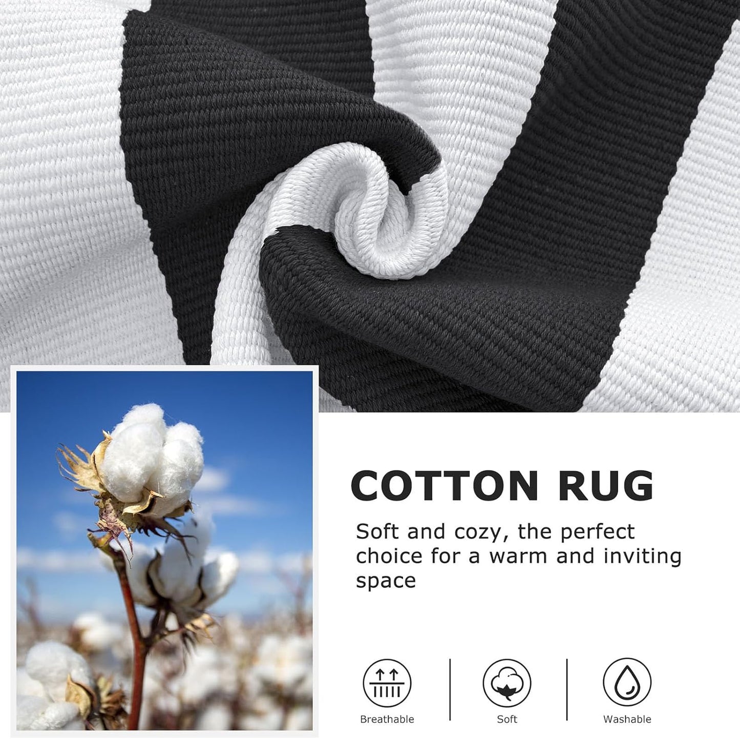 IOHOUZE Black White Striped Rug -24" x36“ Front Door Mats Outdoor,Washable Rug for Front Porch Decor,Spring Summer Welcome Mats Outdoor Indoor, Doormat for Farmhouse/Entryway/Home Entrance