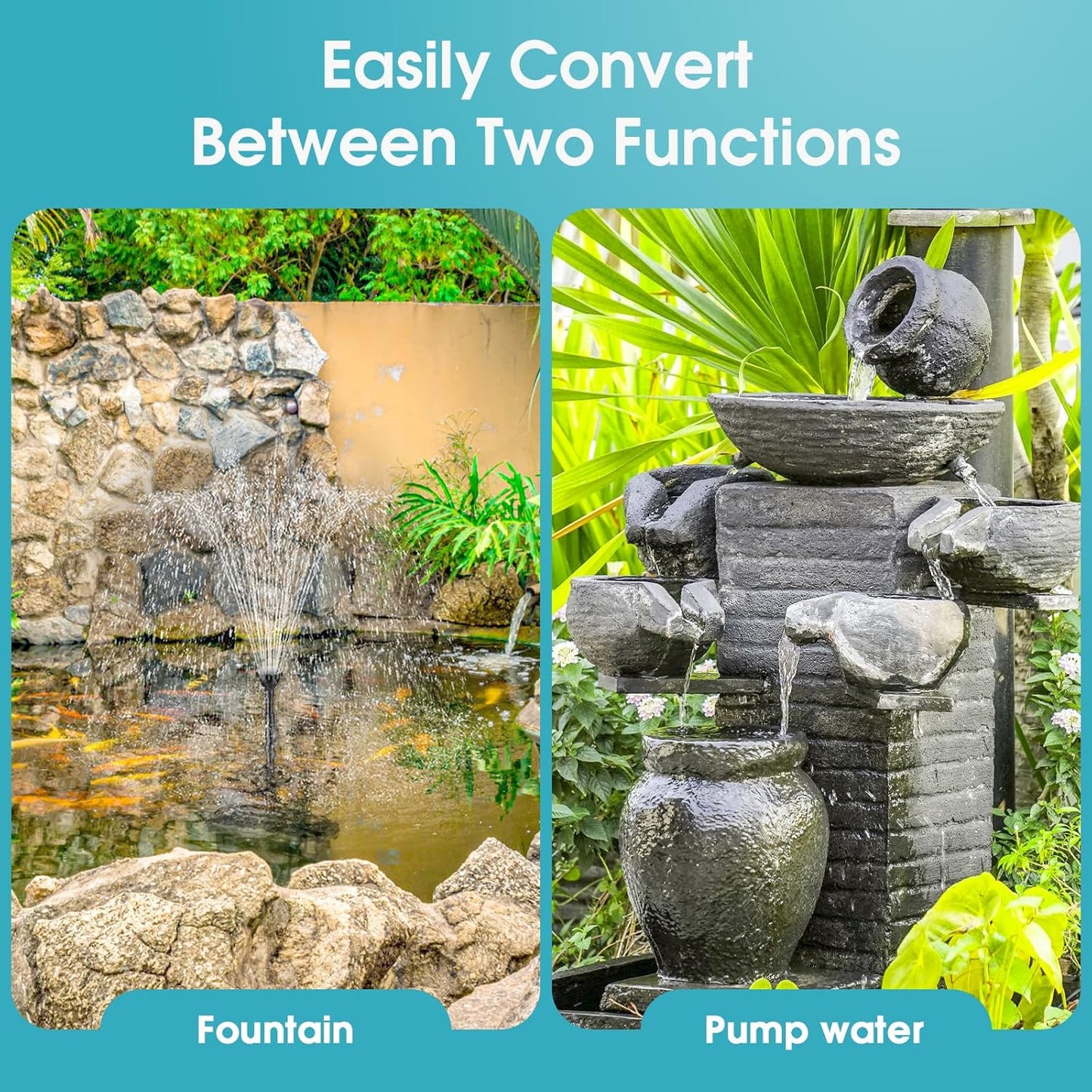 POPOSOAP RGB Pond Filter with Pump Fountain Kits, 660GPH Pond Filter Box With 40W Pond Pump & RGB Auto-Cycle LED Lights, Koi Pond Filters for Outdoor Ponds Clean, Clear, and Add Water Features