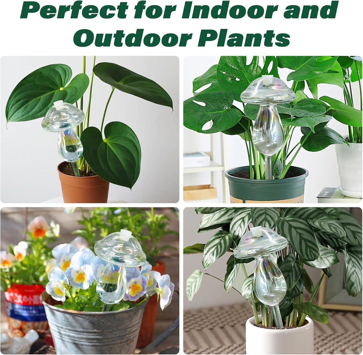 2 Pcs Glass Self Watering Globes, Iridescent Automatic Plant Waterer Bulbs Devices for Indoor & Outdoor Plants, Slow Release Watering Devices System for Various Plants (Top-Fill 2pcs)