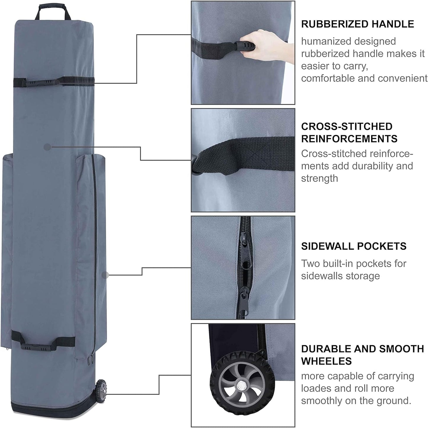 pop up Canopy Tent 10x15, Eazy up Outdoor Patio Canopy Tent with sidewalls, Heavy Duty Commercial Instant Canopy Tent with Sand Bags for Deck, Party, Camping, Backyard, Playground, Black