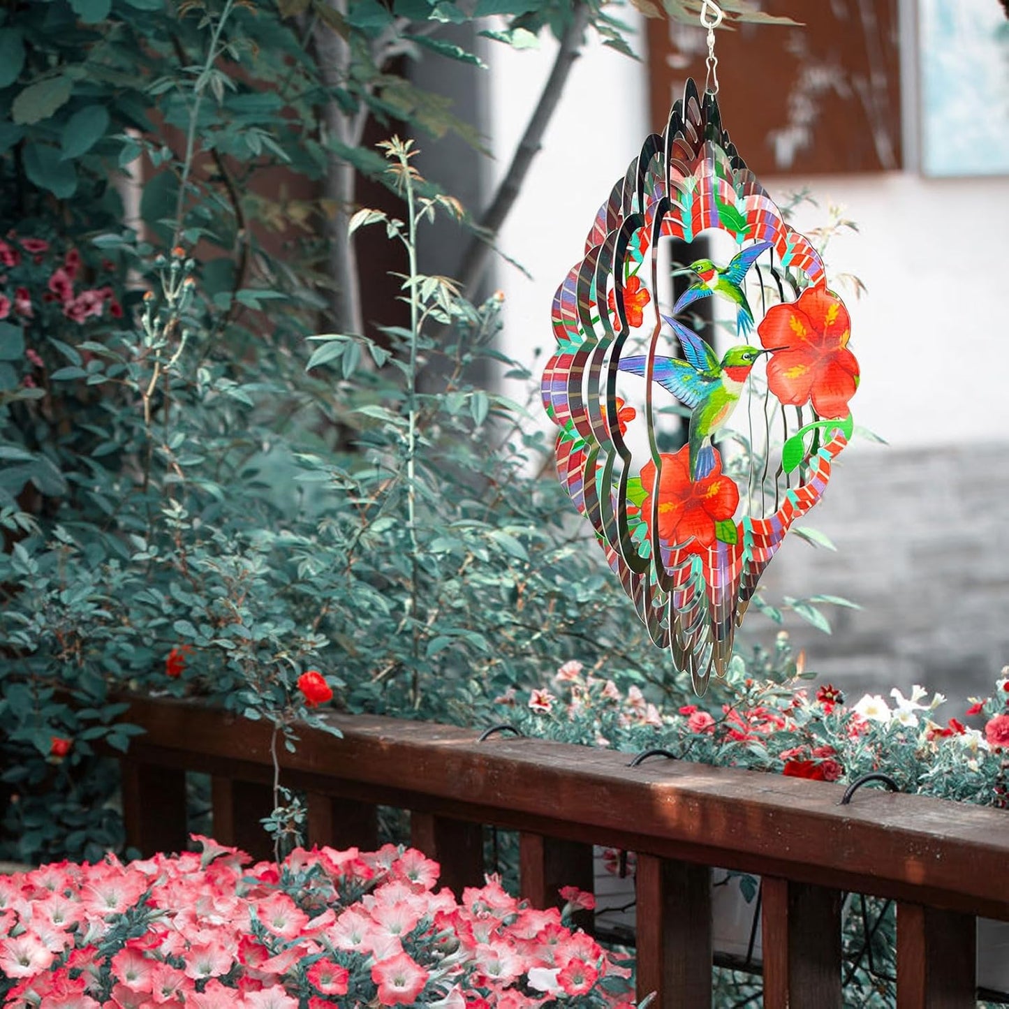 Hummingbird Wind Spinner,Hummingbird Gift for Women/Mother/Father,12In Stainless Steel 3D Wind Spinner Hanging Kinetic Yard Garden Christmas Ornaments,Outdoor & Indoor Wind Sculptures