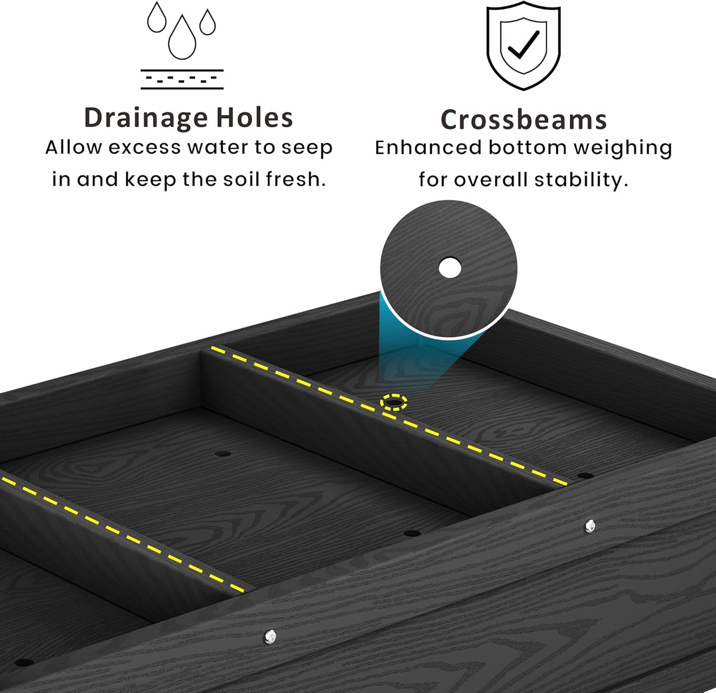Raised Garden Bed Outdoor with Legs,HDPE Elevated Planter Box Rot-Resistant and Non-Cracking,Raised Beds for Gardening for Backyard, Patio, Balcony, 300lb Capacity Black