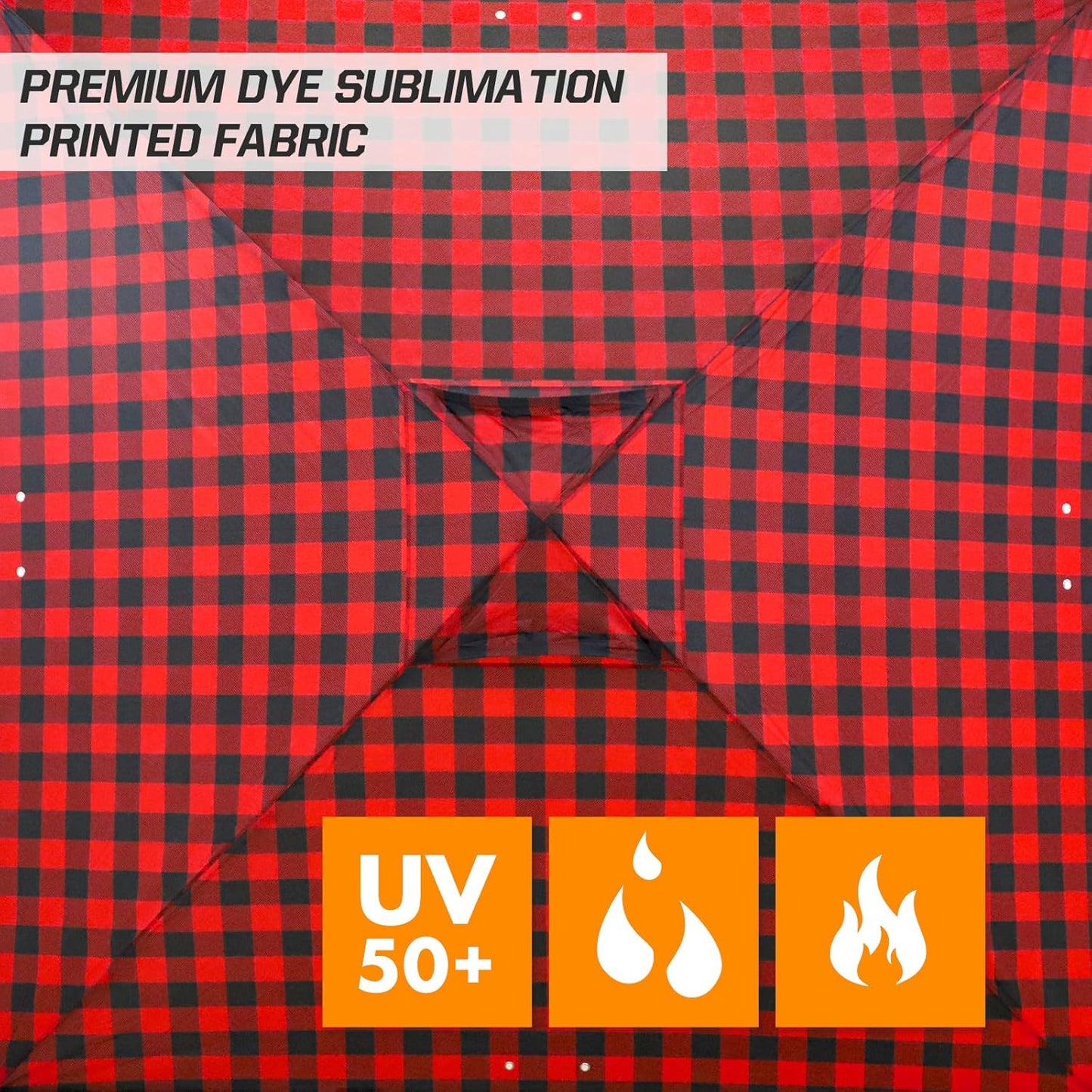 EAGLE PEAK Pop Up Canopy Tent with Wheeled Carry Bag, 8 Stakes, 4 Ropes, 4 Weight Bags, Easy Set Up Tent Canopy, 10x10 ft, 100sqft of Shade, Red Plaid