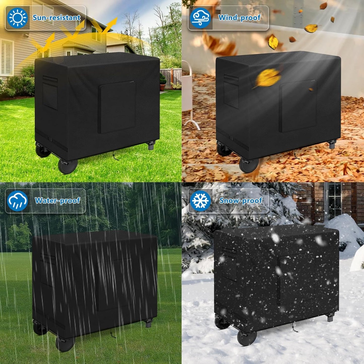 SIRUITON Outdoor Bar Cart Cover for 52 Inch BBQ Food Prep Table, Heavy Duty 600D Oxford Fabric Outdoor Dining Cart/BBQ/Worktable Metal Movable Table Waterproof Cover